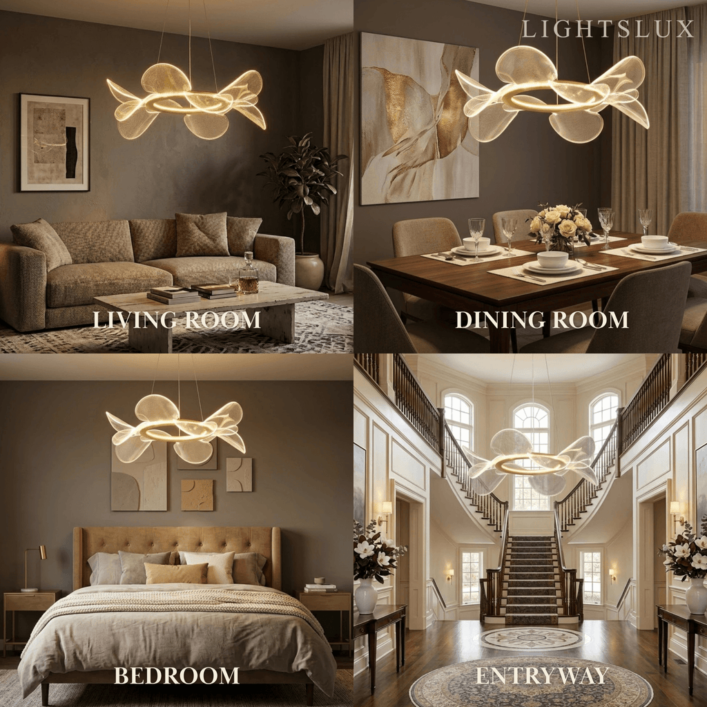 Modern Acrylic Chandelier — Gold Metal for Living Room - Flindria