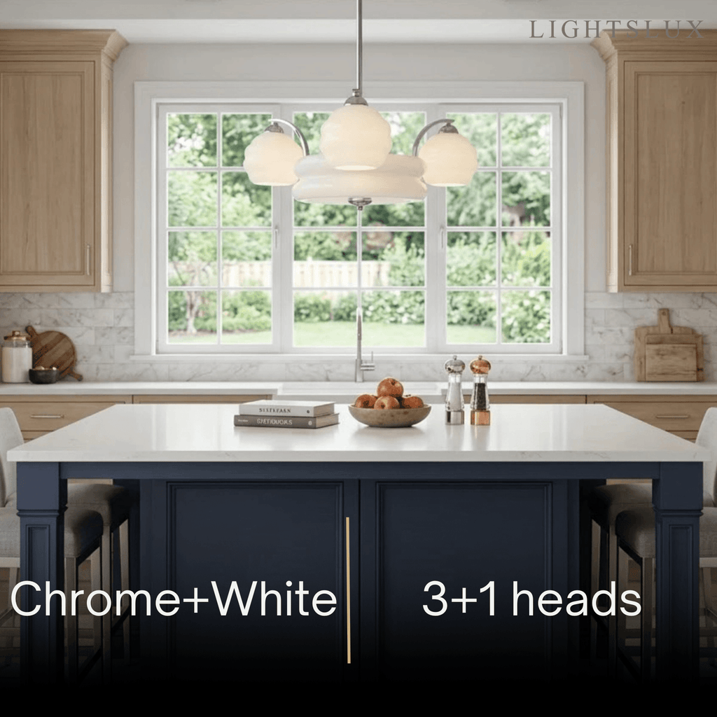 Vintage Glass Chandelier — Gold/Chrome for Living Room/Bedroom - Flindria