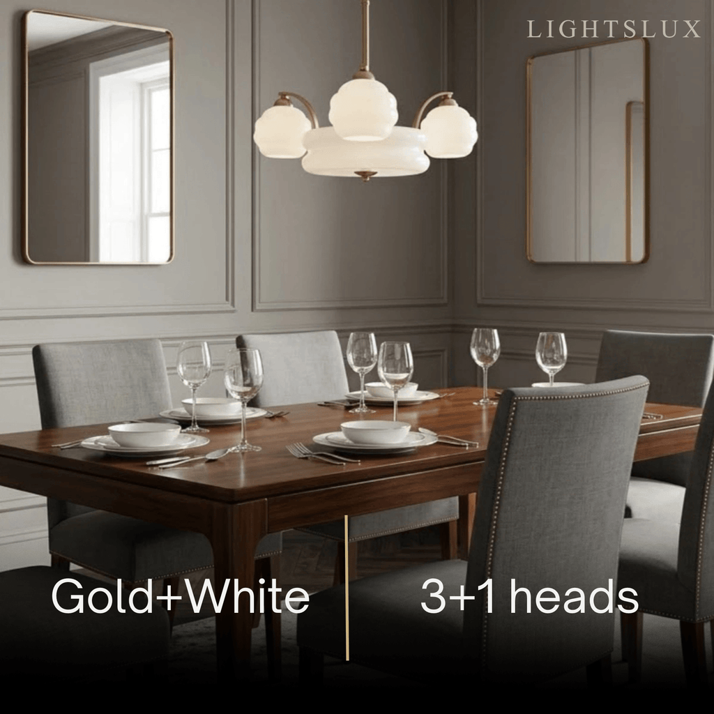 Vintage Glass Chandelier — Gold/Chrome for Living Room/Bedroom - Flindria