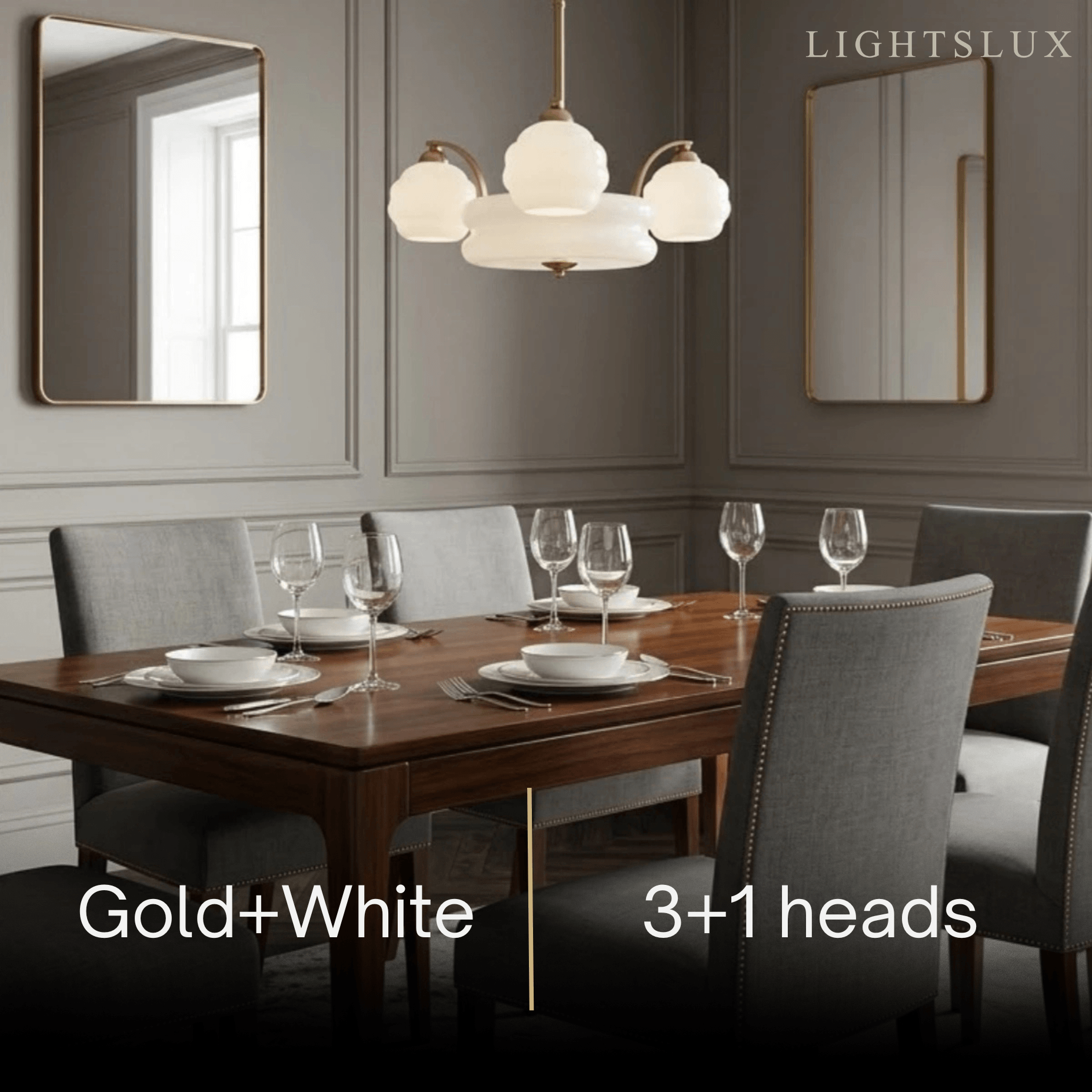 Vintage Glass Chandelier — Gold/Chrome for Living Room/Bedroom - Flindria