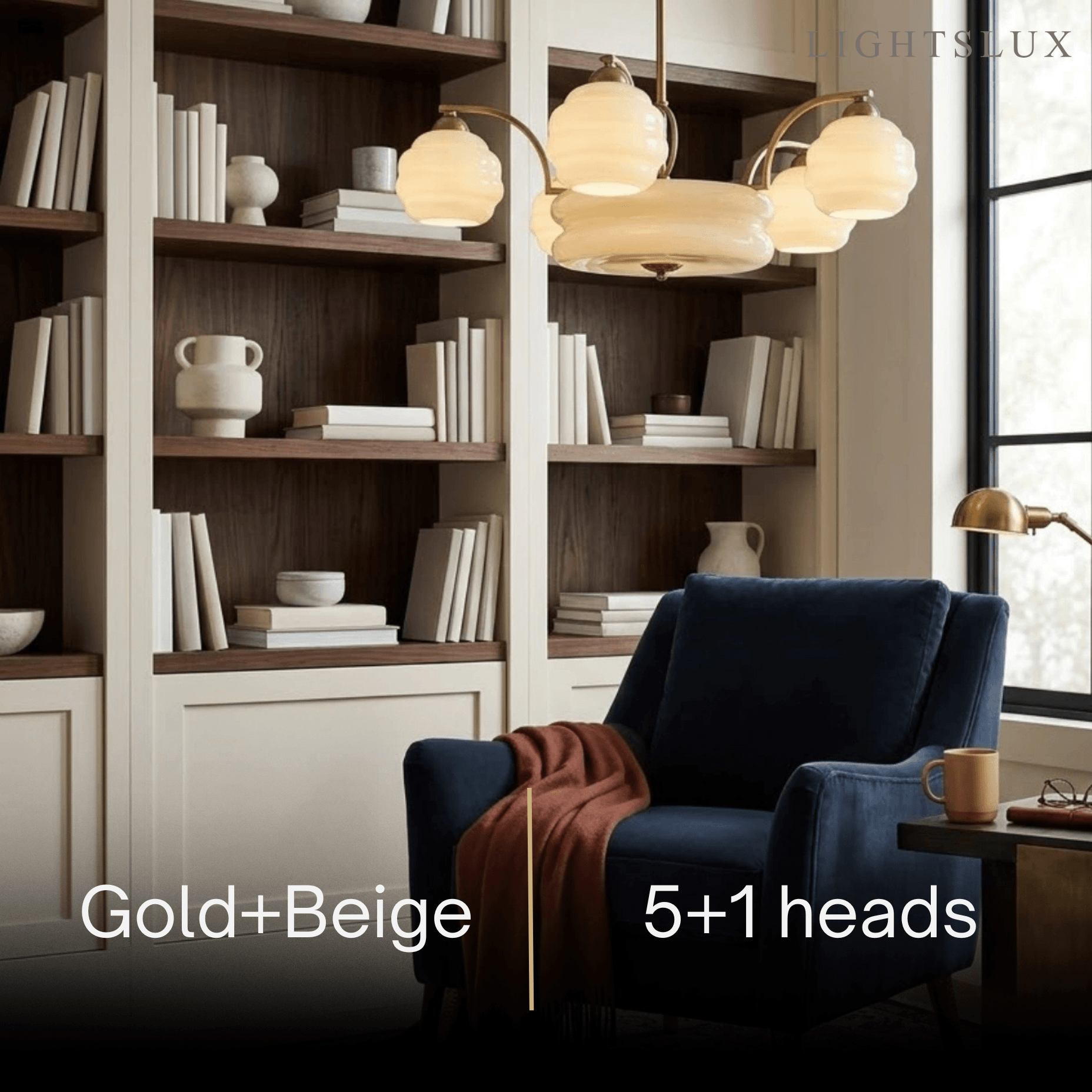 Vintage Glass Chandelier — Gold/Chrome for Living Room/Bedroom - Flindria