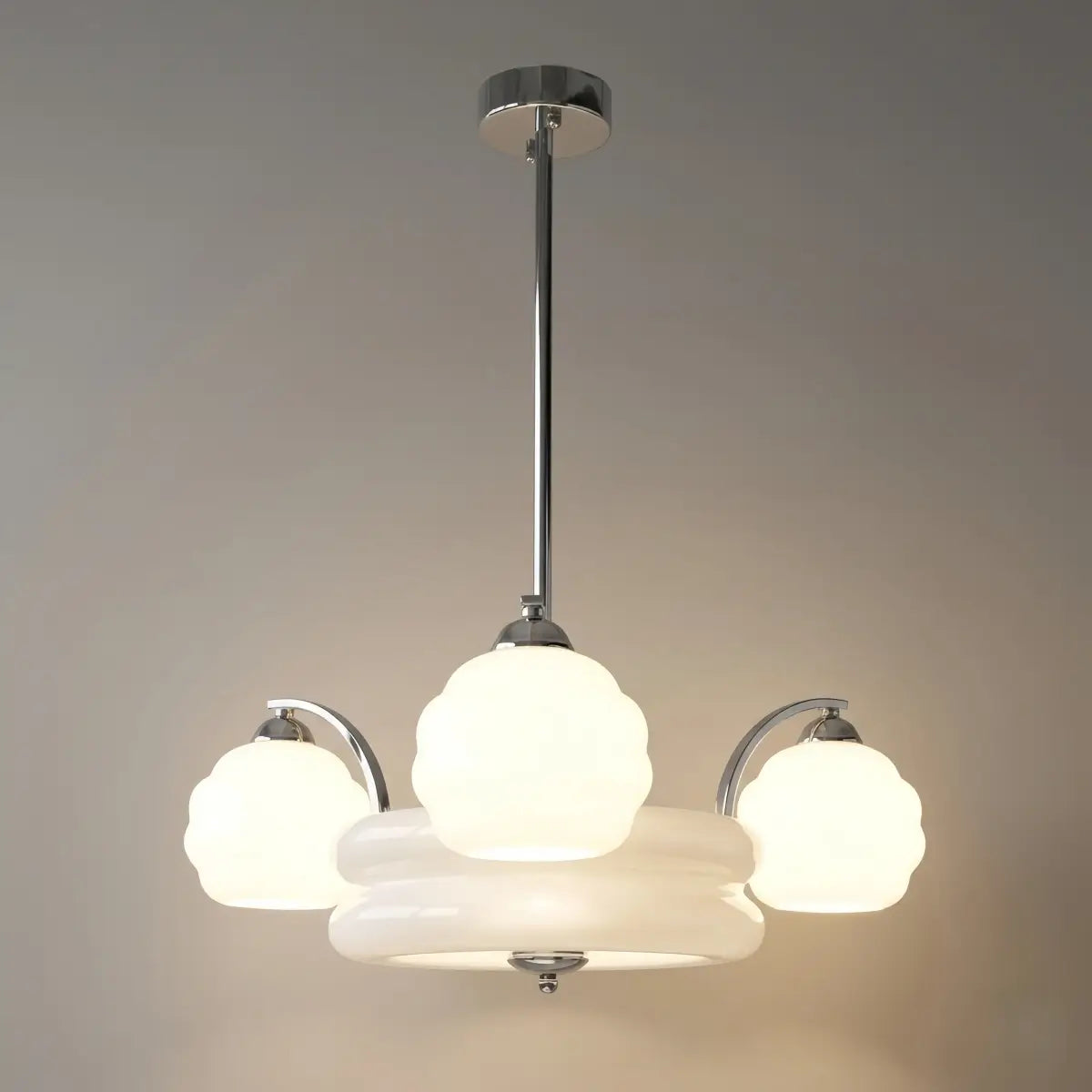 Vintage Glass Chandelier — Gold/Chrome for Living Room/Bedroom - Flindria