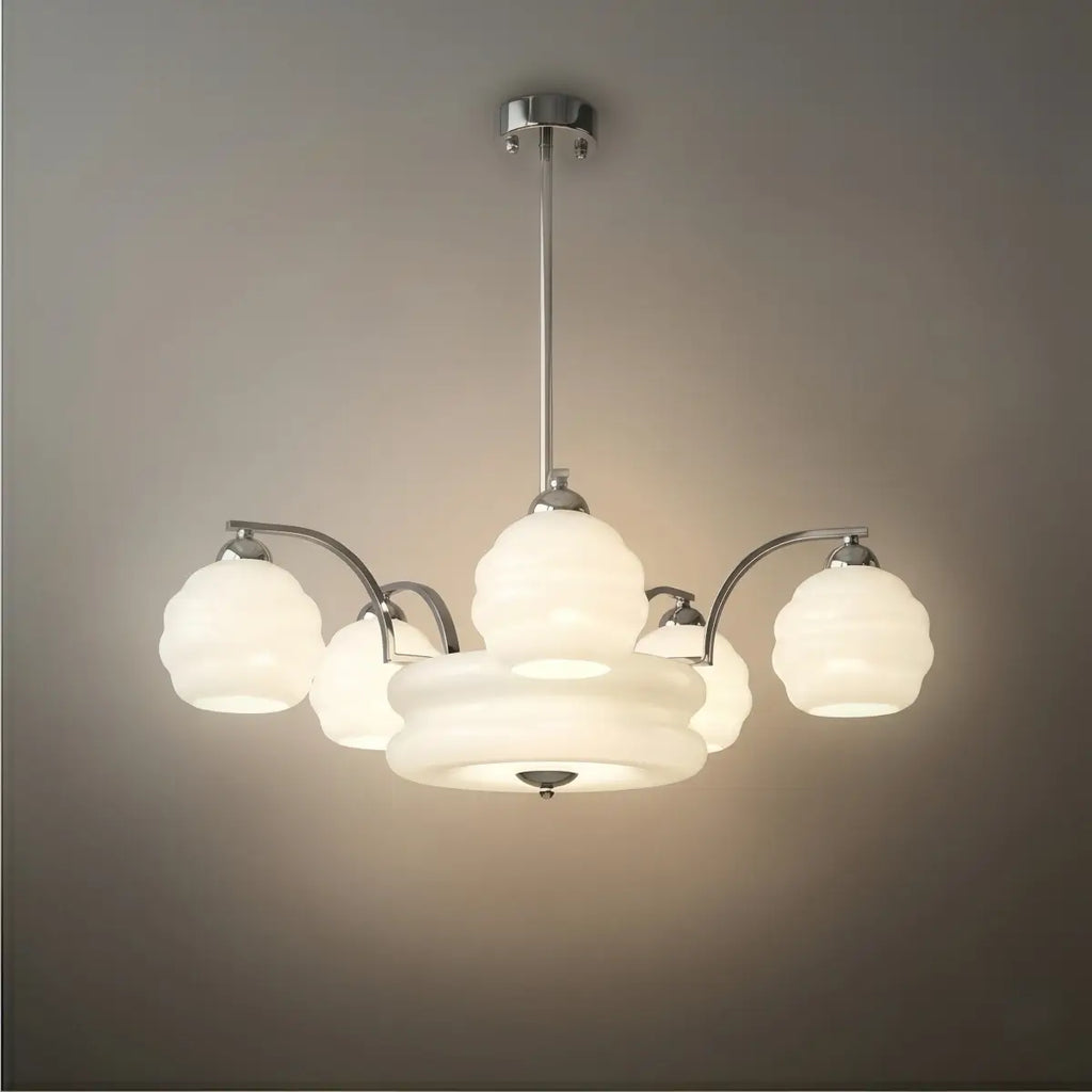 Vintage Glass Chandelier — Gold/Chrome for Living Room/Bedroom - Flindria