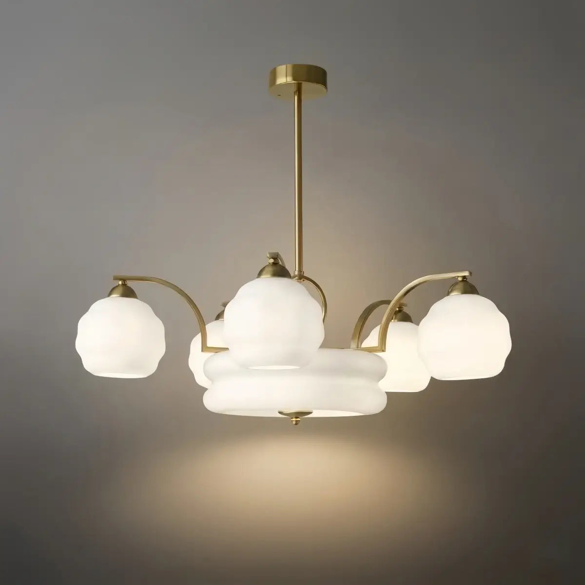 Vintage Glass Chandelier — Gold/Chrome for Living Room/Bedroom - Flindria