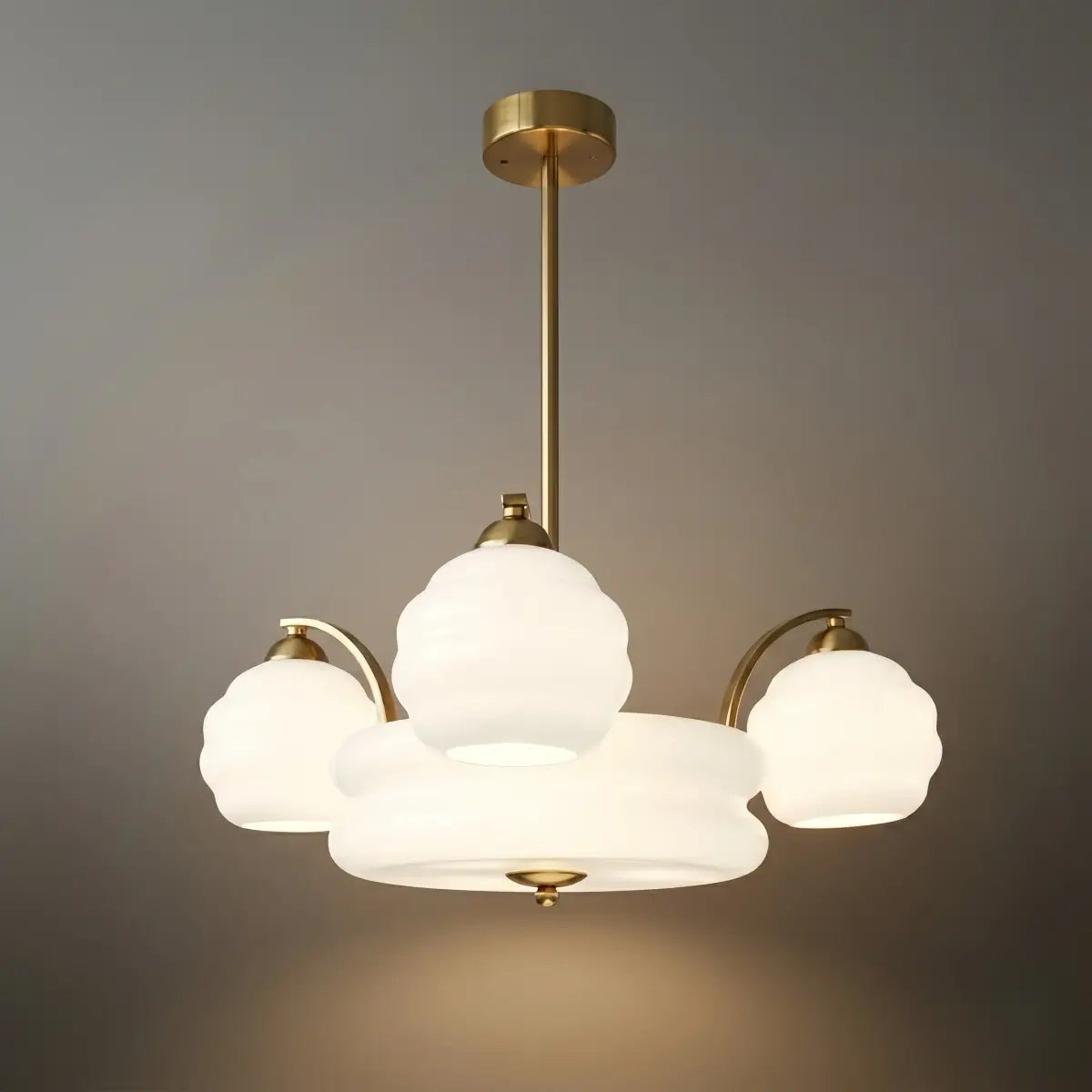 Vintage Glass Chandelier — Gold/Chrome for Living Room/Bedroom - Flindria