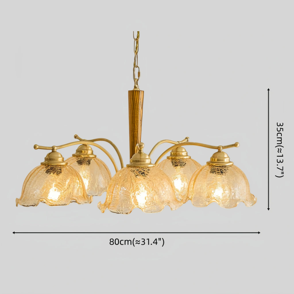 Candelabro minimalista – Latón, vidrio y madera de fresno para sala de estar - Flindria