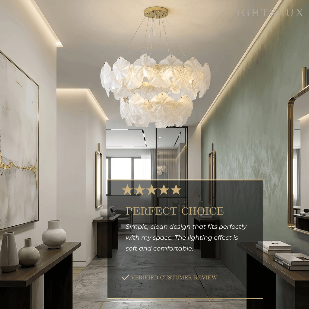 Candelabro moderno – Metal y vidrio dorado para sala de estar/dormitorio/comedor - Flindria