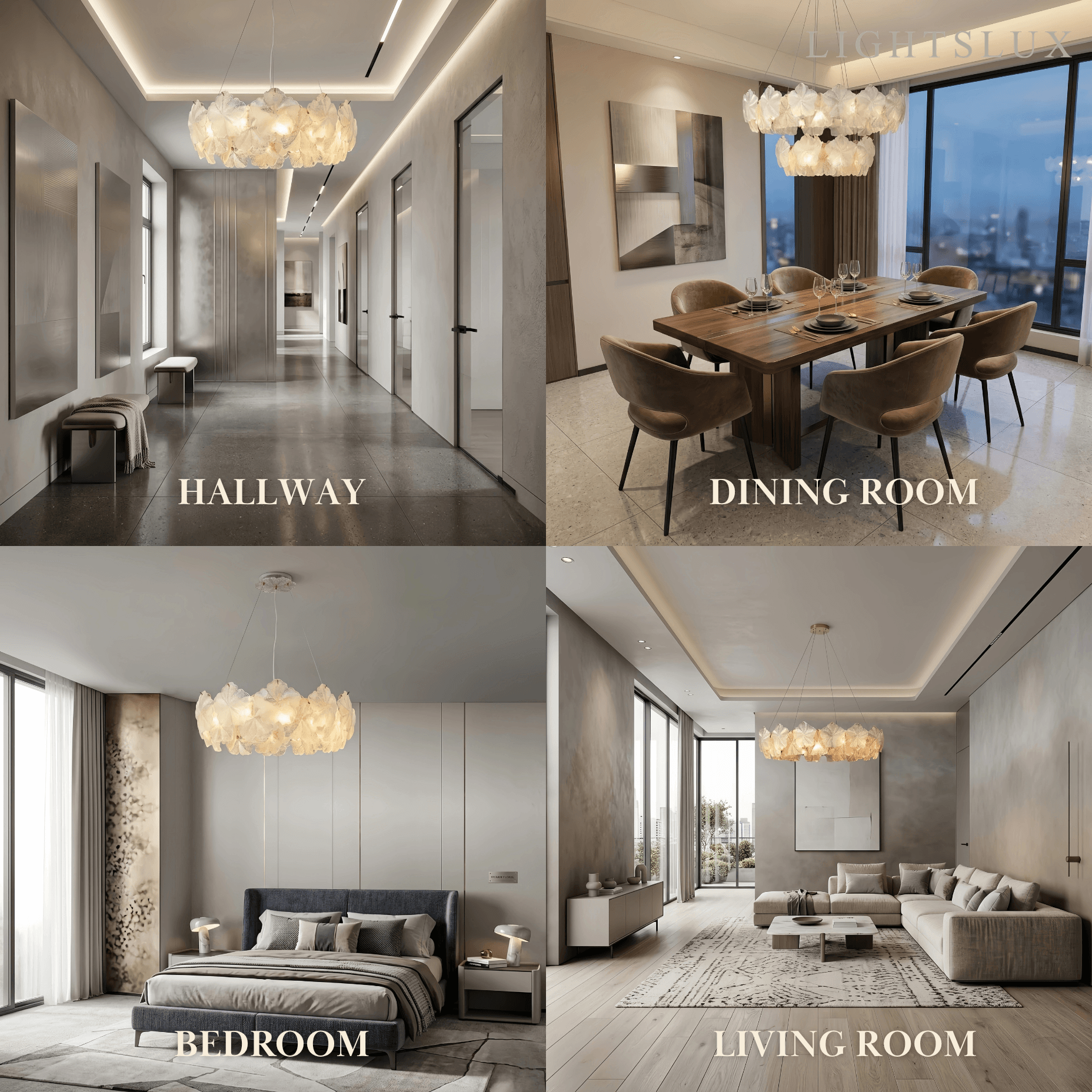 Candelabro moderno – Metal y vidrio dorado para sala de estar/dormitorio/comedor - Flindria