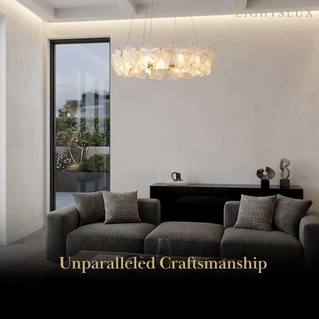 Candelabro moderno – Metal y vidrio dorado para sala de estar/dormitorio/comedor - Flindria