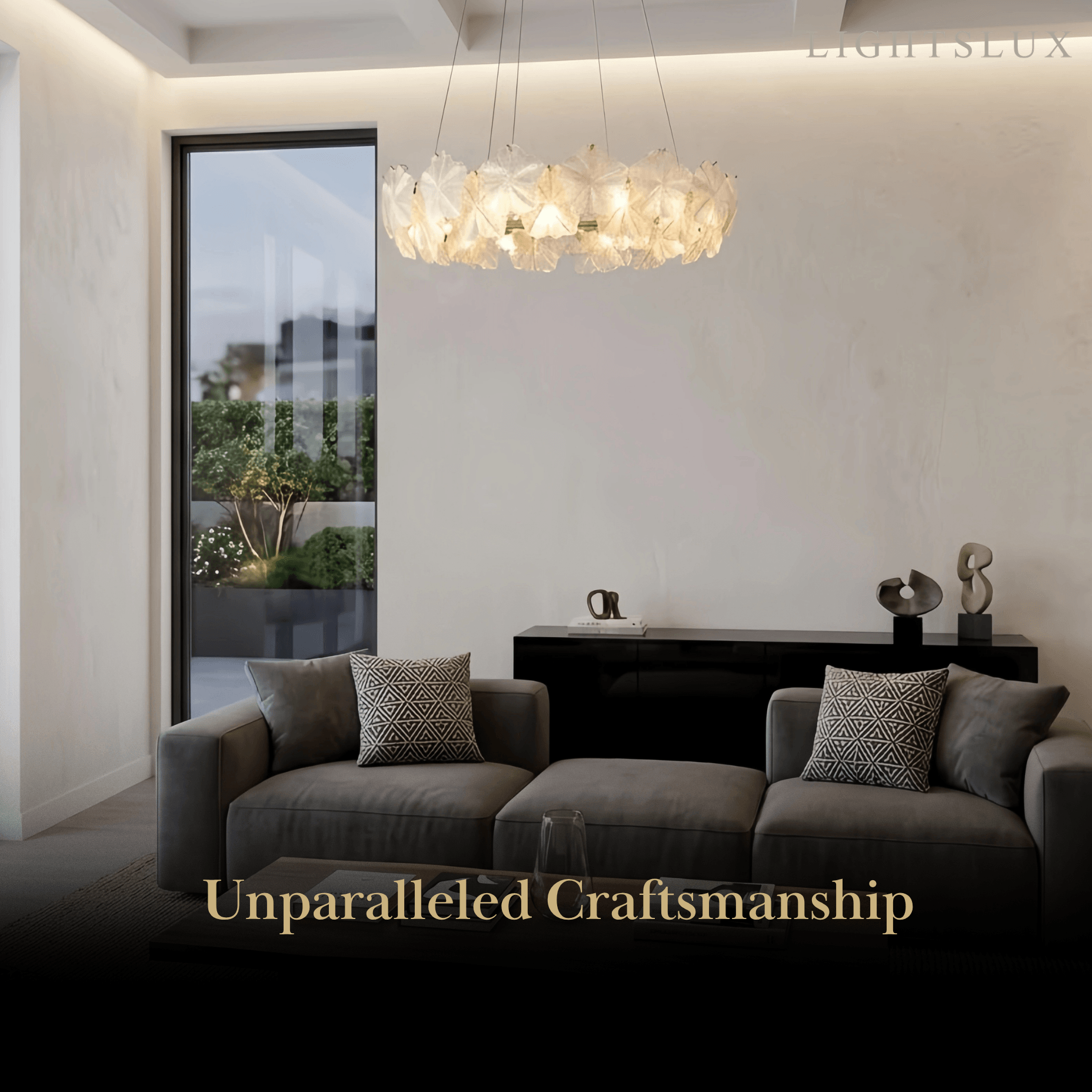 Candelabro moderno – Metal y vidrio dorado para sala de estar/dormitorio/comedor - Flindria