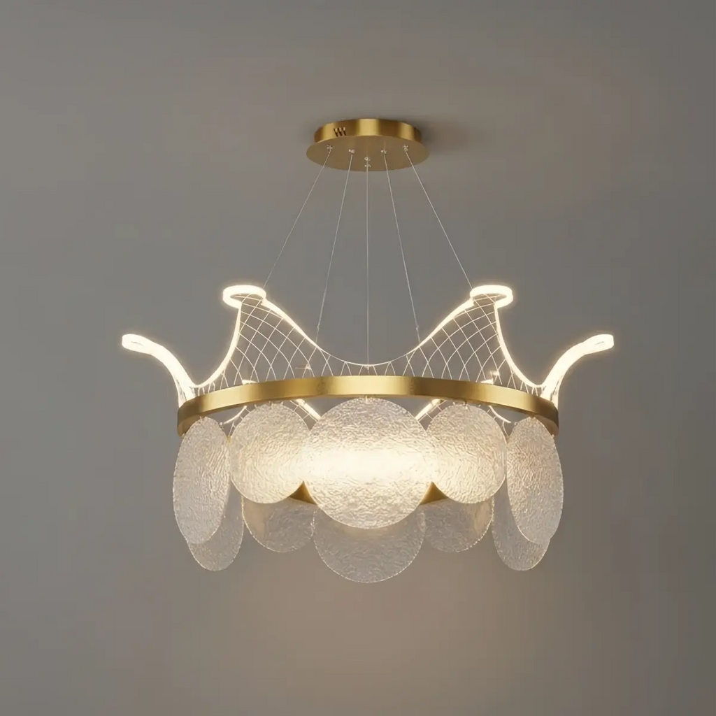 Lámpara de araña moderna dorada – Metal y acrílico para sala de estar/dormitorio - Flindria