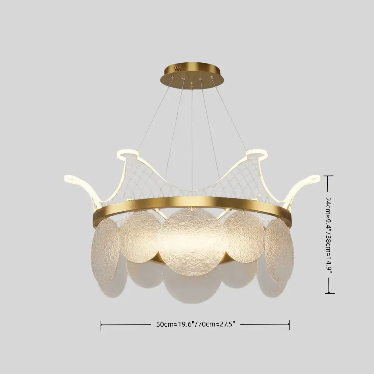 Lámpara de araña moderna dorada – Metal y acrílico para sala de estar/dormitorio - Flindria
