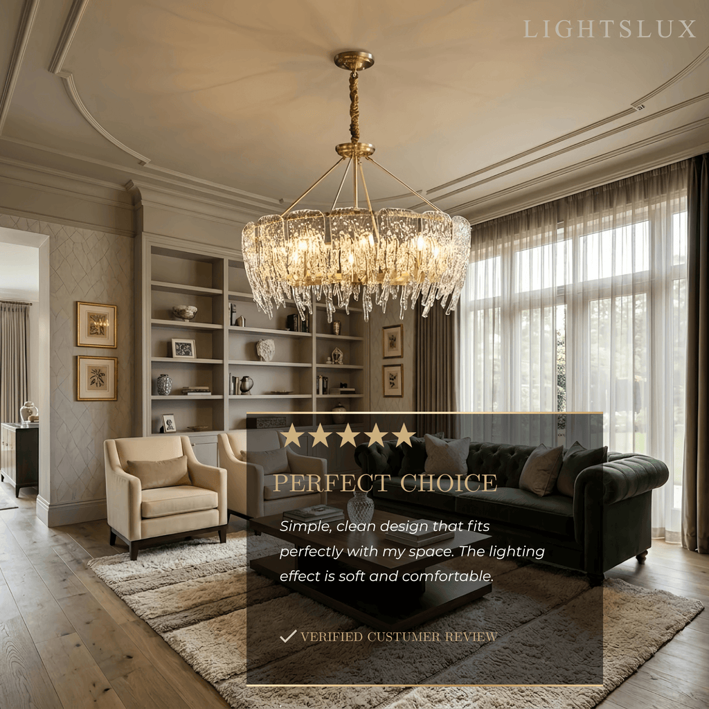 Lujoso candelabro de cristal – Latón y vidrio para sala de estar/comedor - Flindria