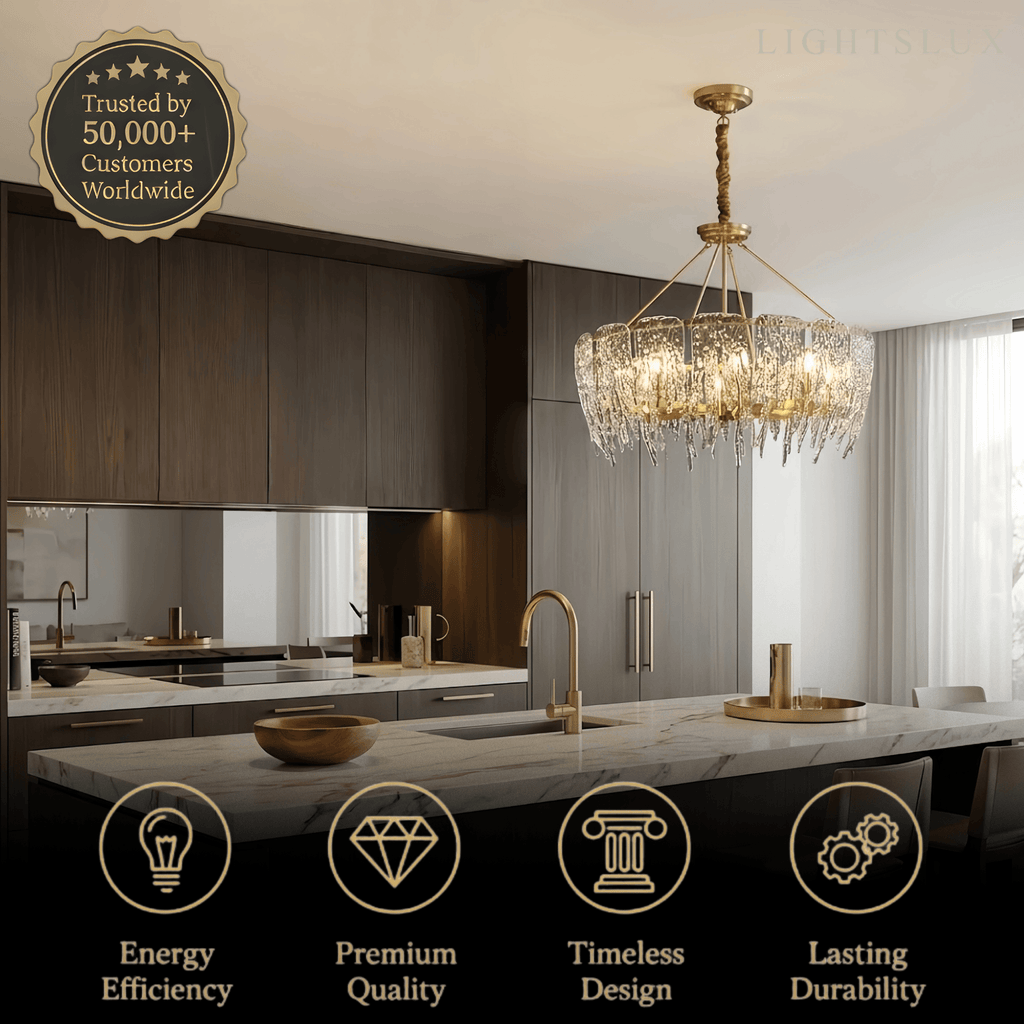 Lujoso candelabro de cristal – Latón y vidrio para sala de estar/comedor - Flindria