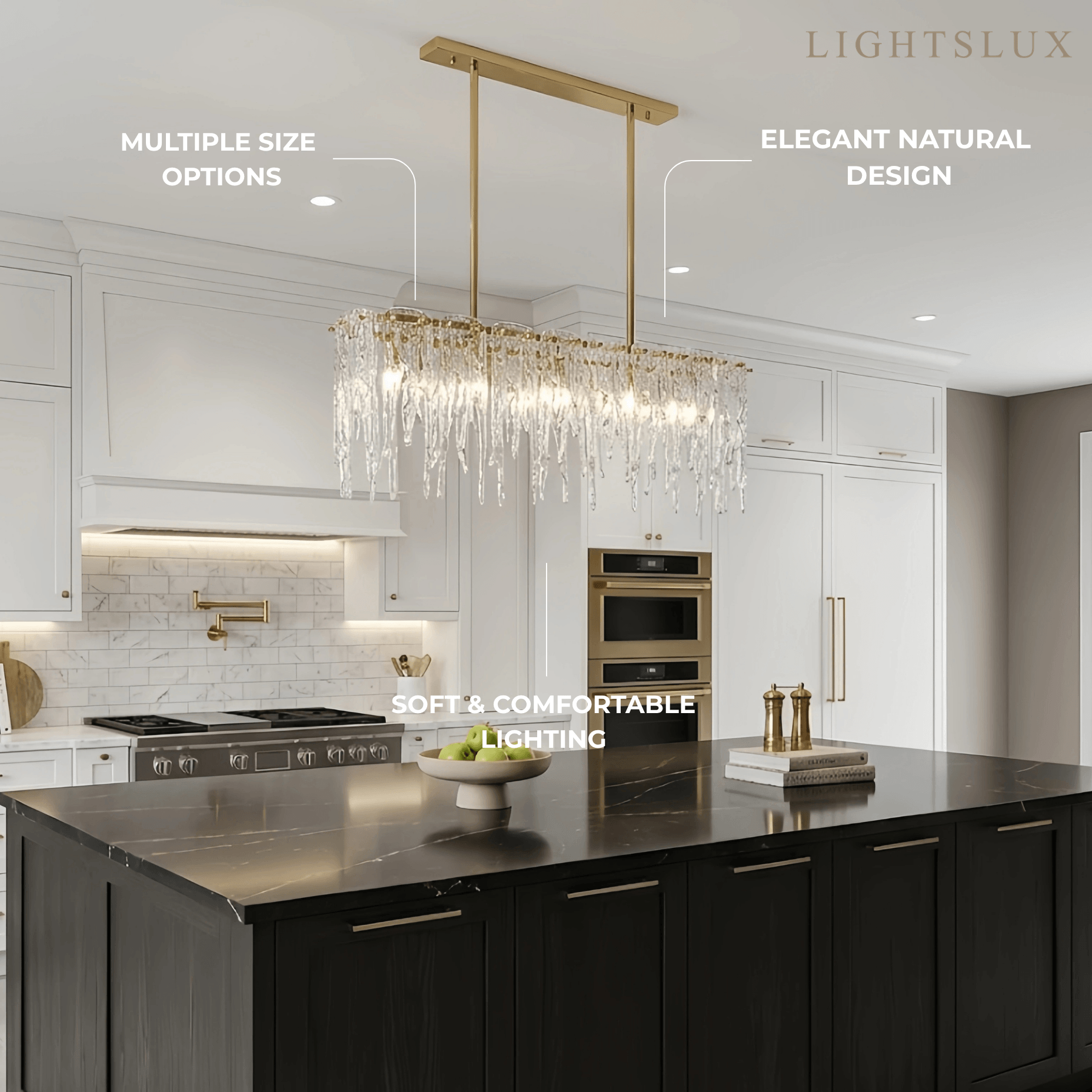 Lujoso candelabro de cristal – Latón y vidrio para sala de estar/comedor - Flindria