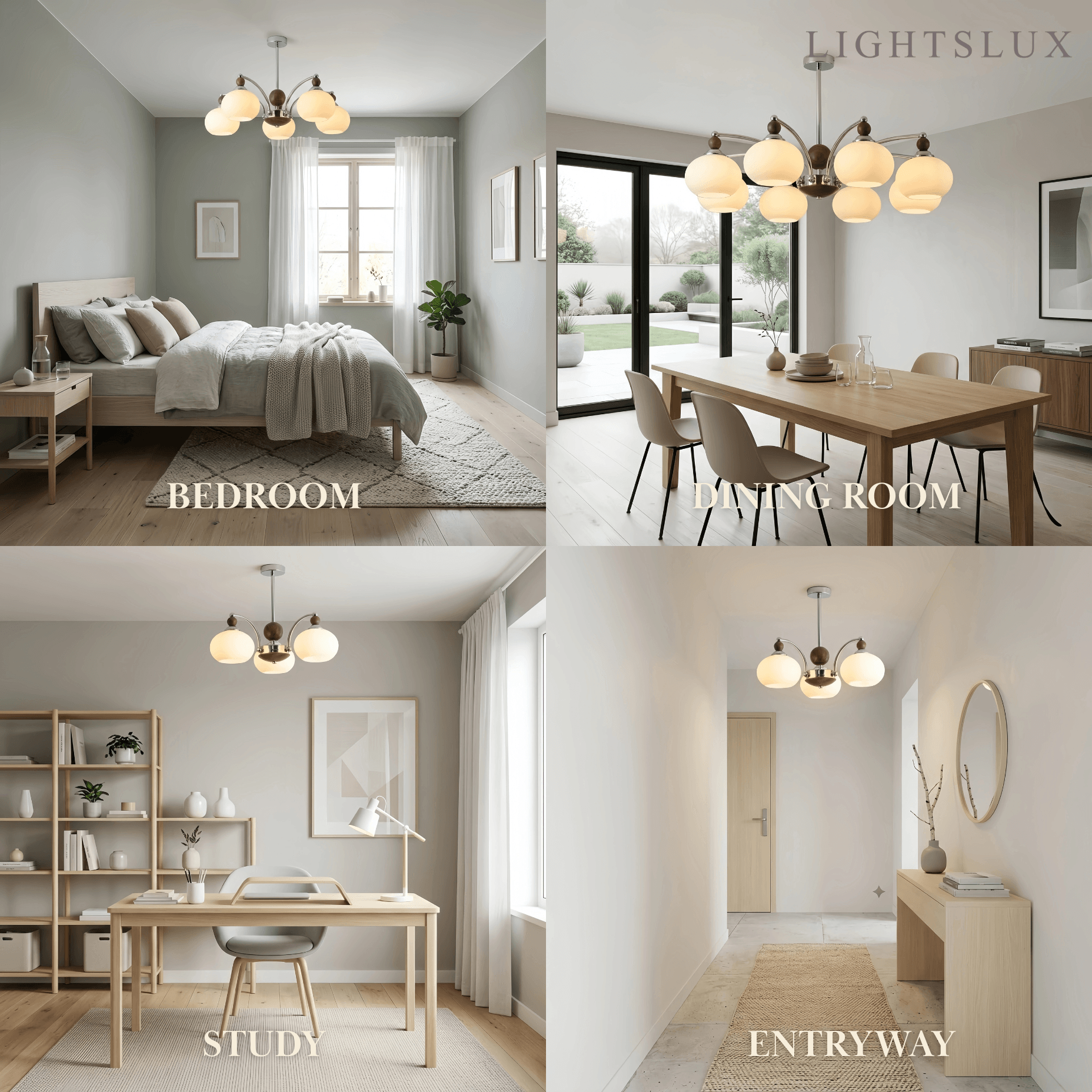 Contemporary Chandelier -- Glass & Iron & Wood for Dining Room - Flindria