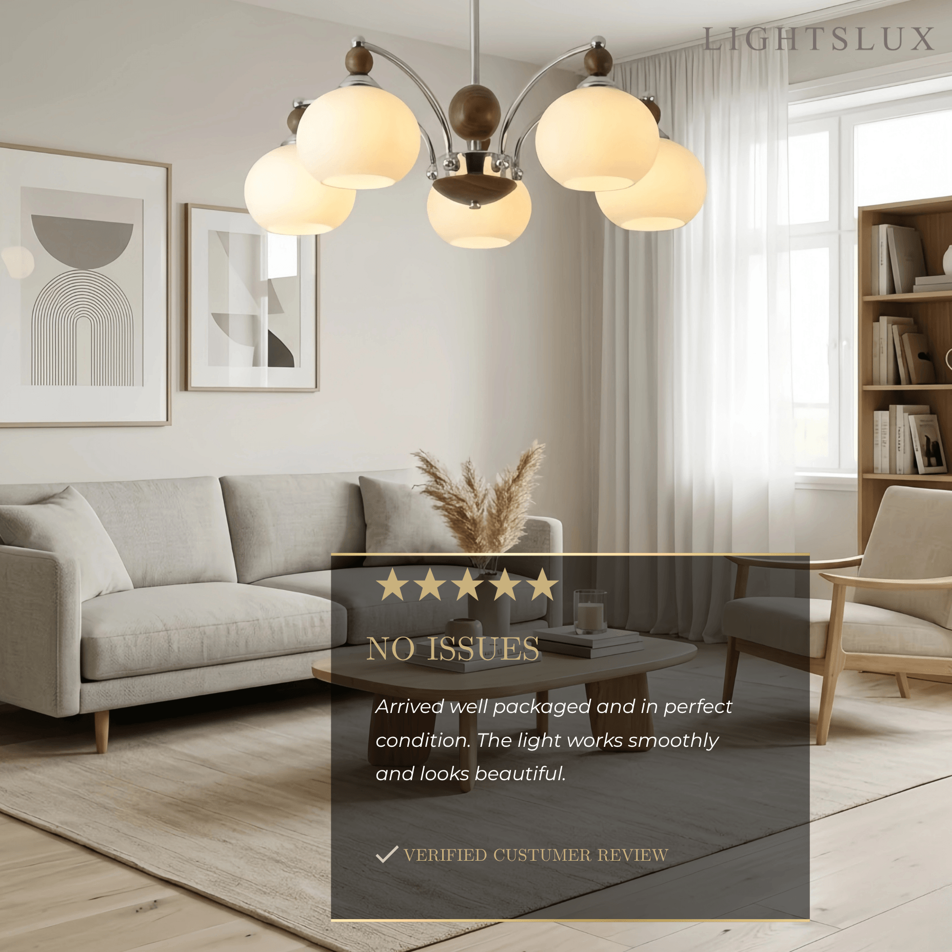Contemporary Chandelier -- Glass & Iron & Wood for Dining Room - Flindria