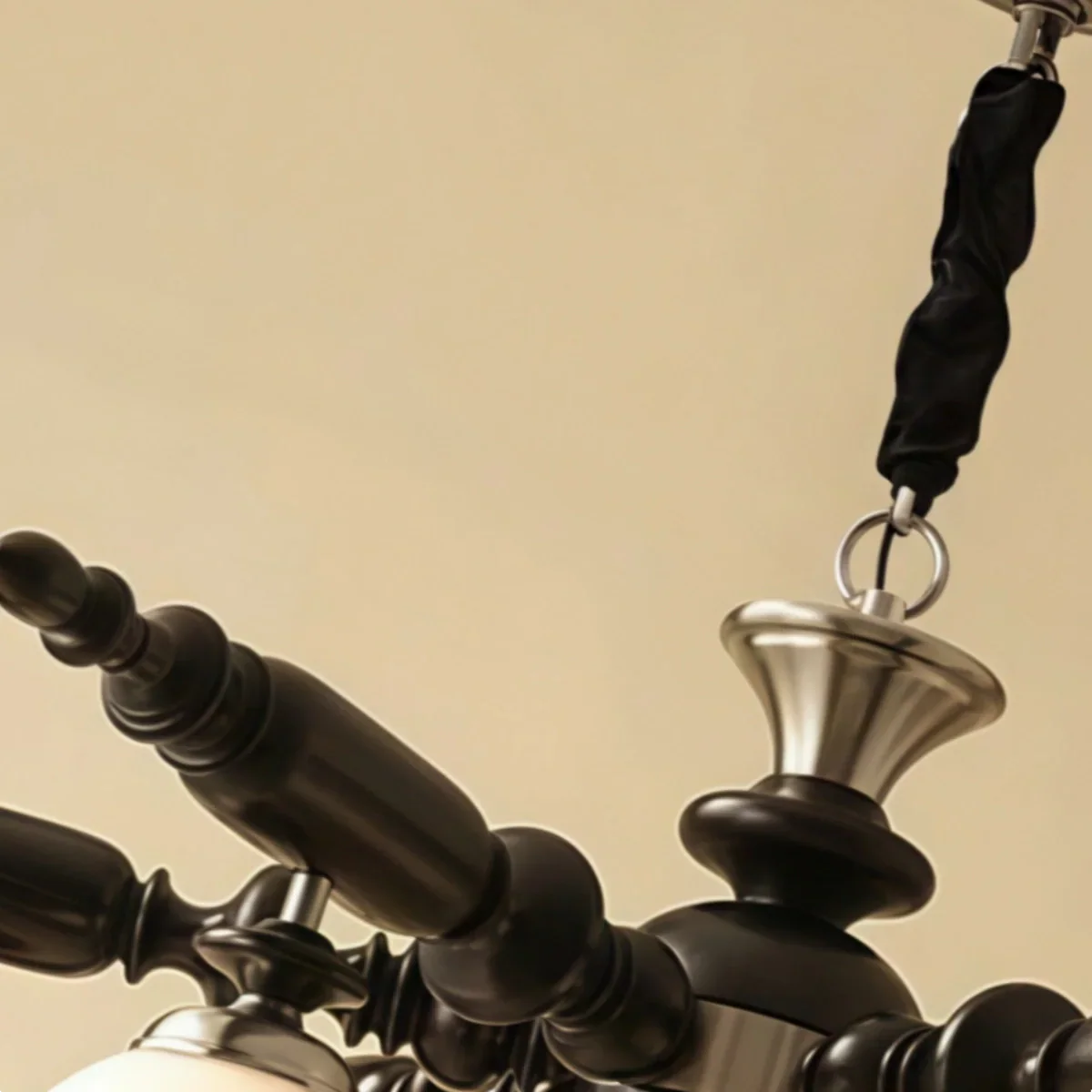 Modern Multi-Head Chandelier -- Wood & Glass with Metal Frame for Kitchen/Dining Room - Flindria