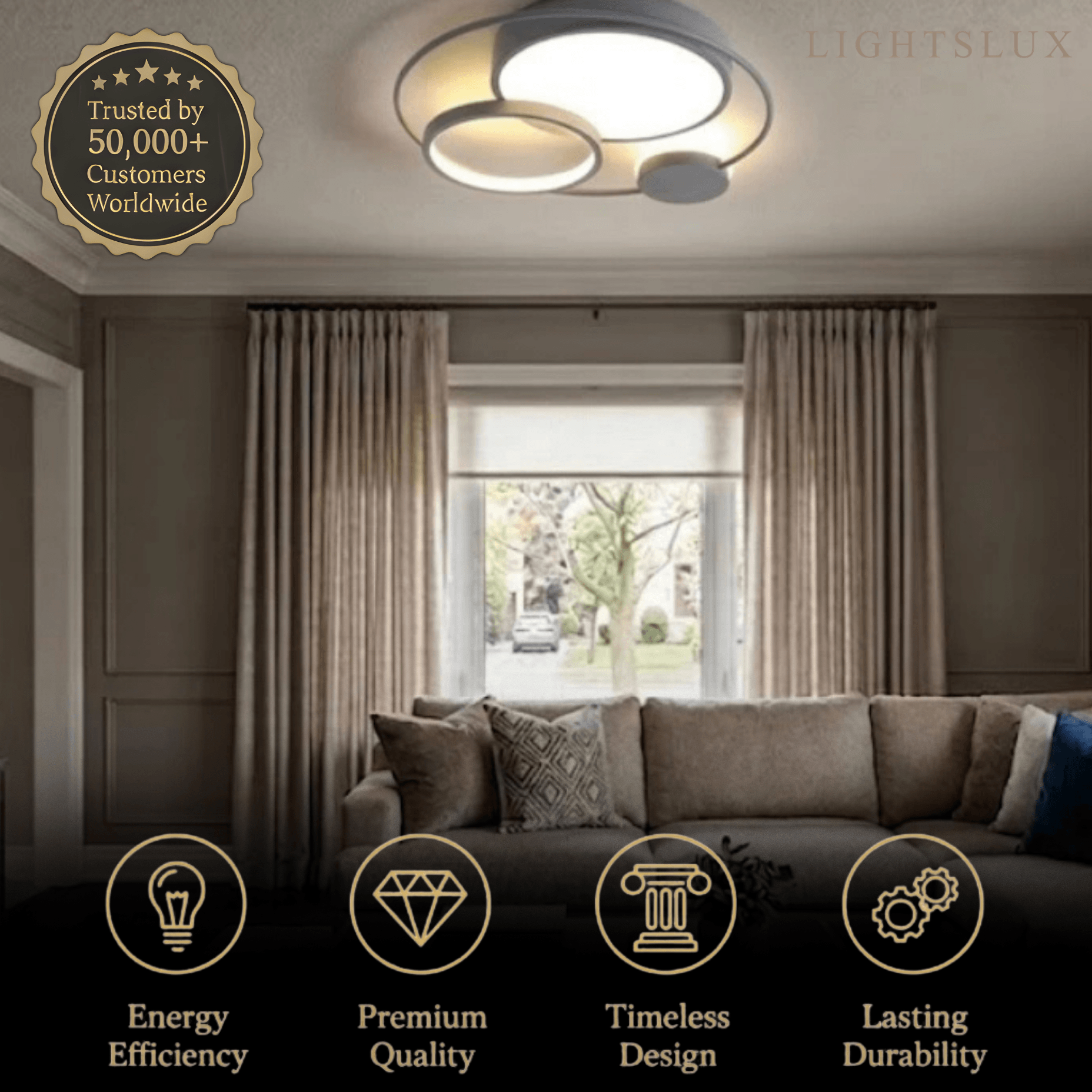 Modern Flush Mount Ceiling Light -- Acrylic Black-White Mix for Living Room - Flindria