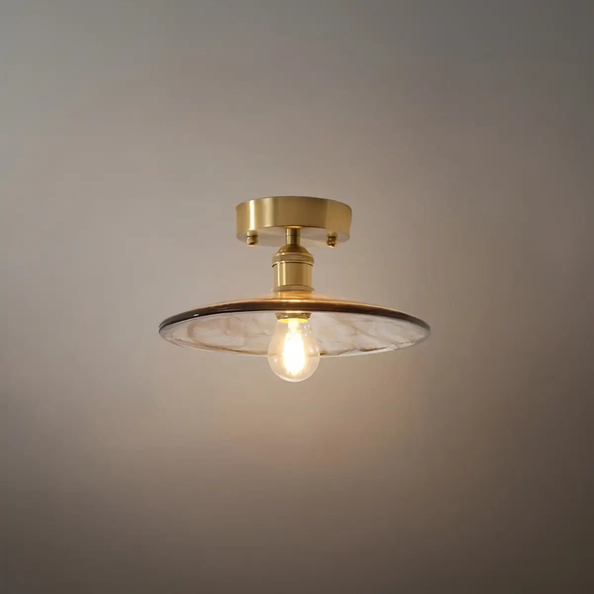 Vintage-Inspired Ceiling Light -- Brass & Amber Glass for Living Room Entryway - Flindria