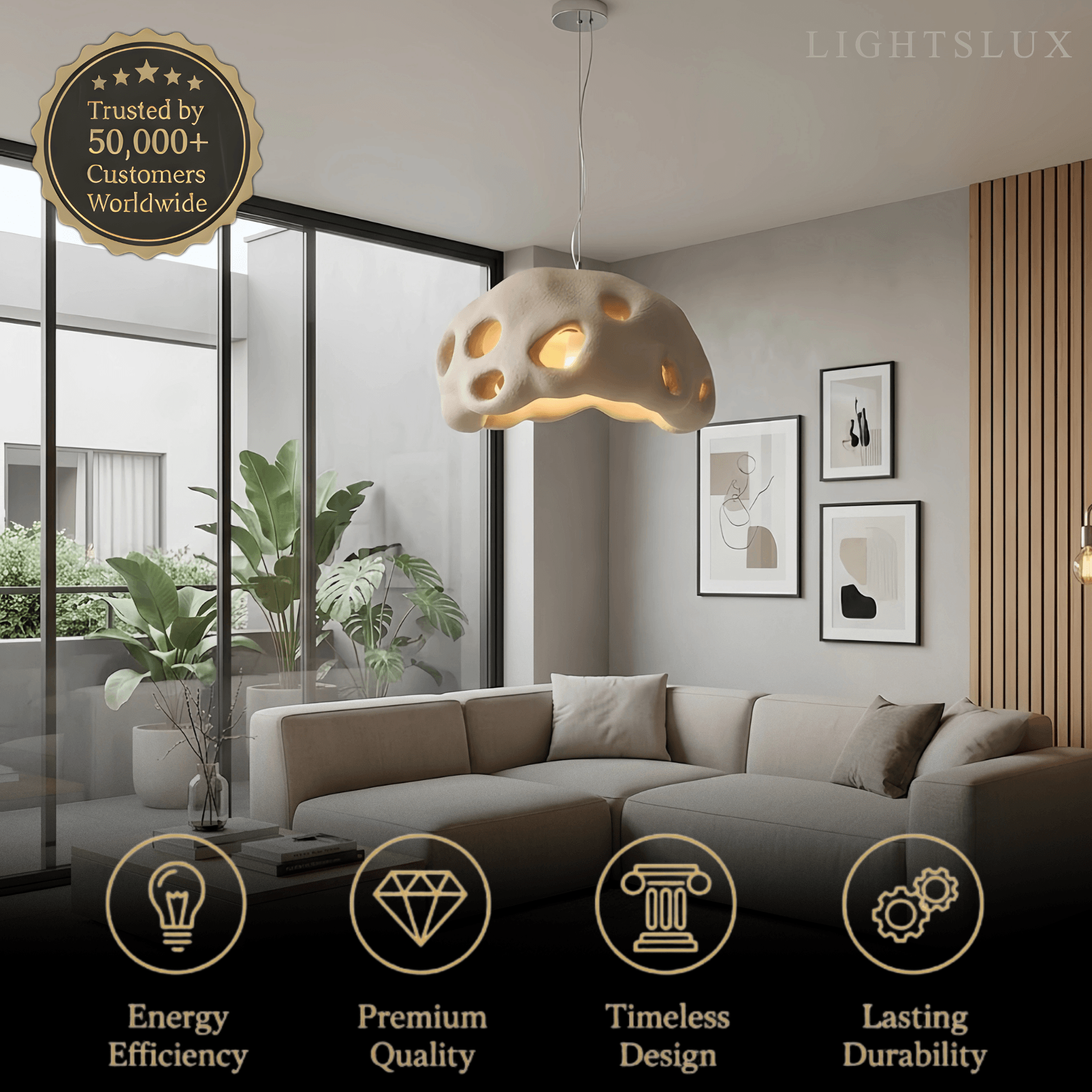 Modern Pendant Light – Resin White/Beige/Grey/Black for Living Room - Flindria