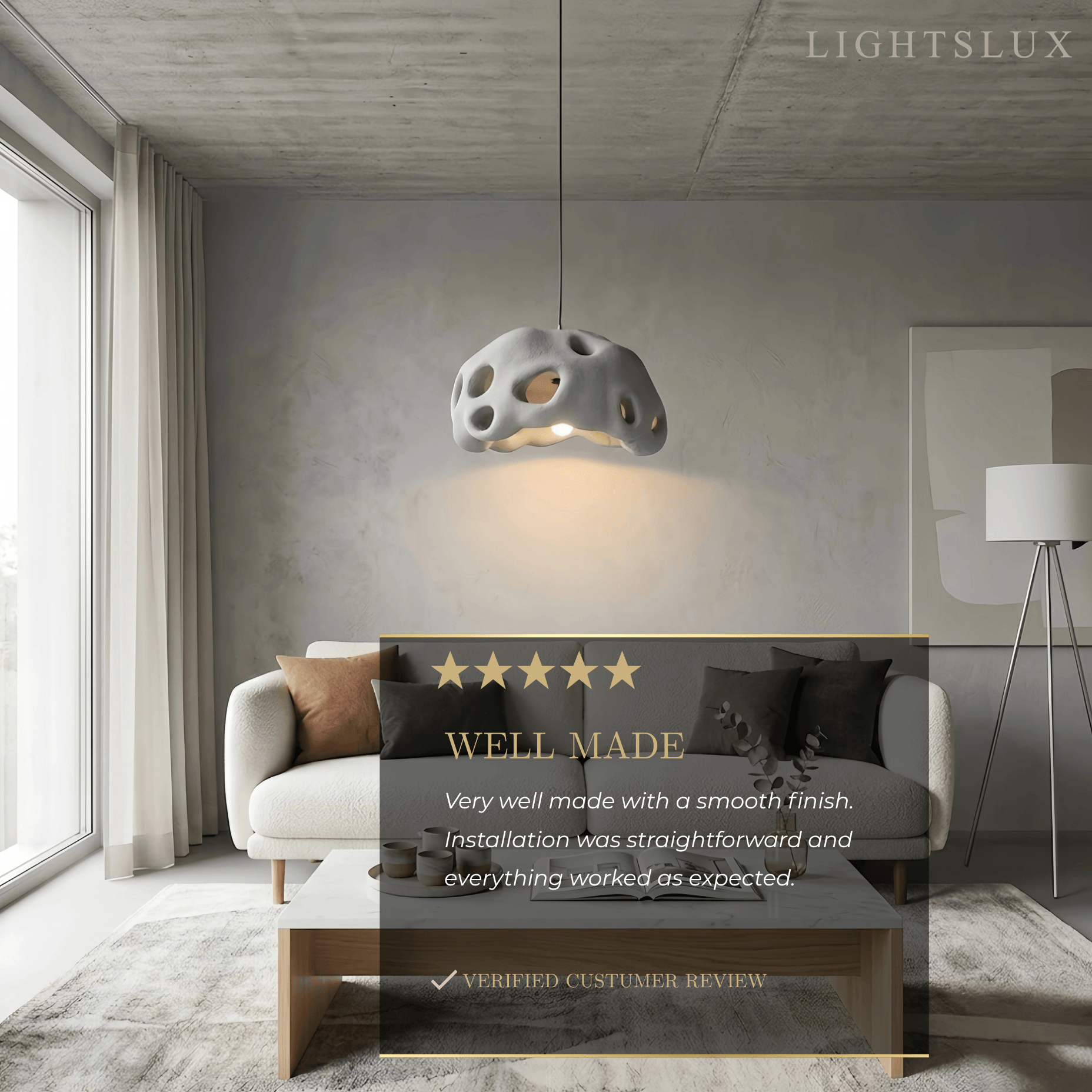 Modern Pendant Light – Resin White/Beige/Grey/Black for Living Room - Flindria