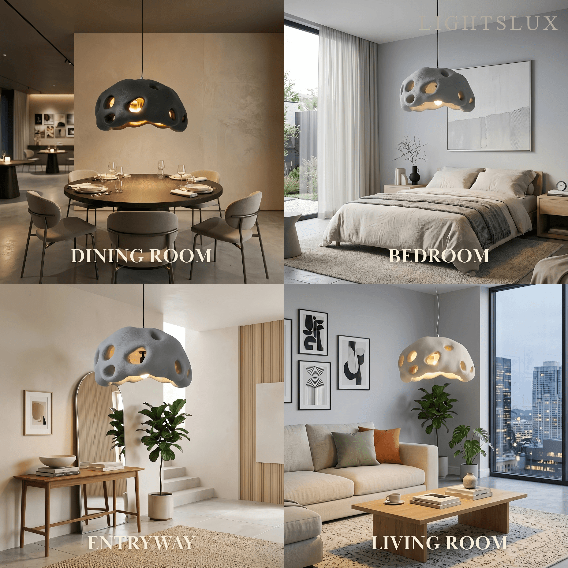 Modern Pendant Light – Resin White/Beige/Grey/Black for Living Room - Flindria