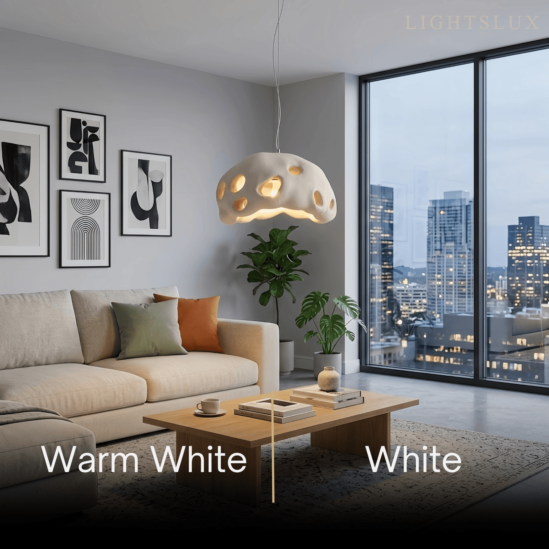 Modern Pendant Light – Resin White/Beige/Grey/Black for Living Room - Flindria
