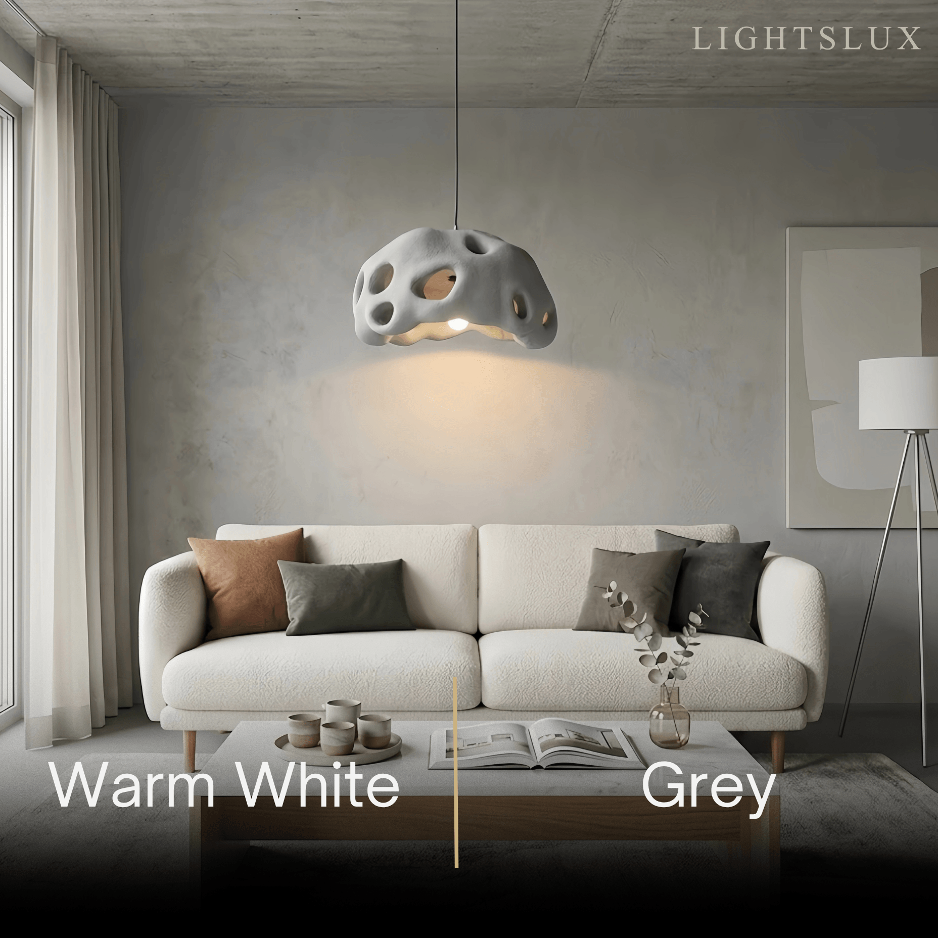 Modern Pendant Light – Resin White/Beige/Grey/Black for Living Room - Flindria