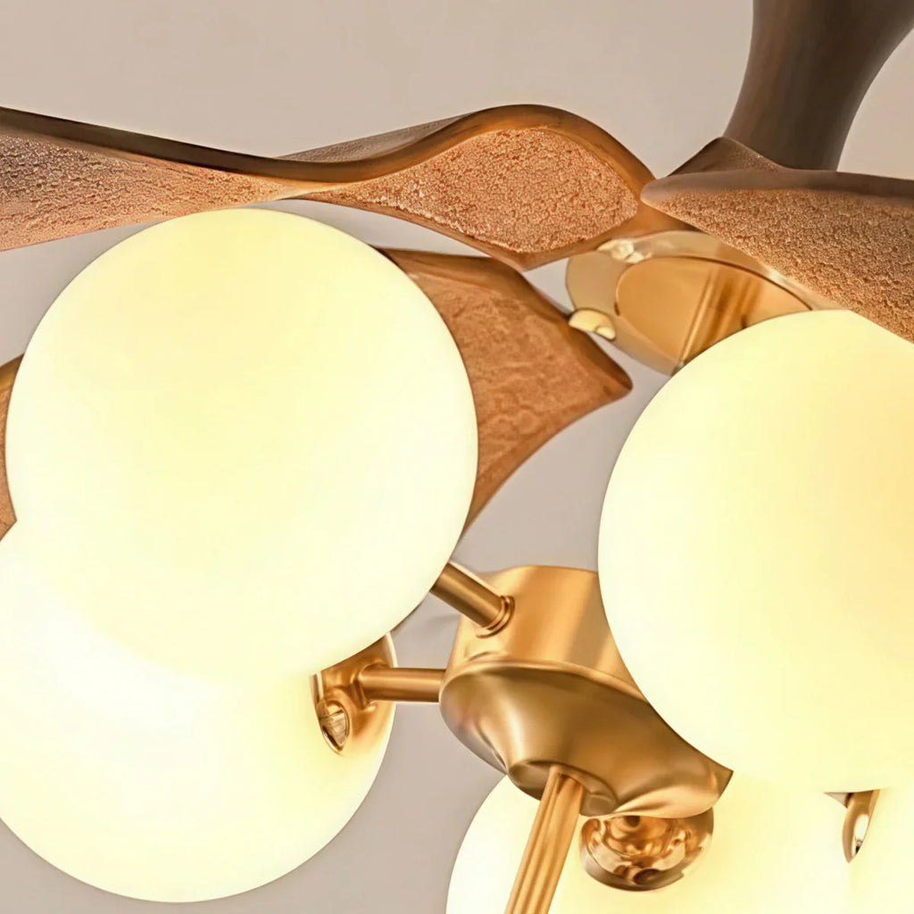 Art Deco Ceiling Light-- Metal, Fabric & Walnut Wood for Living Room - Flindria