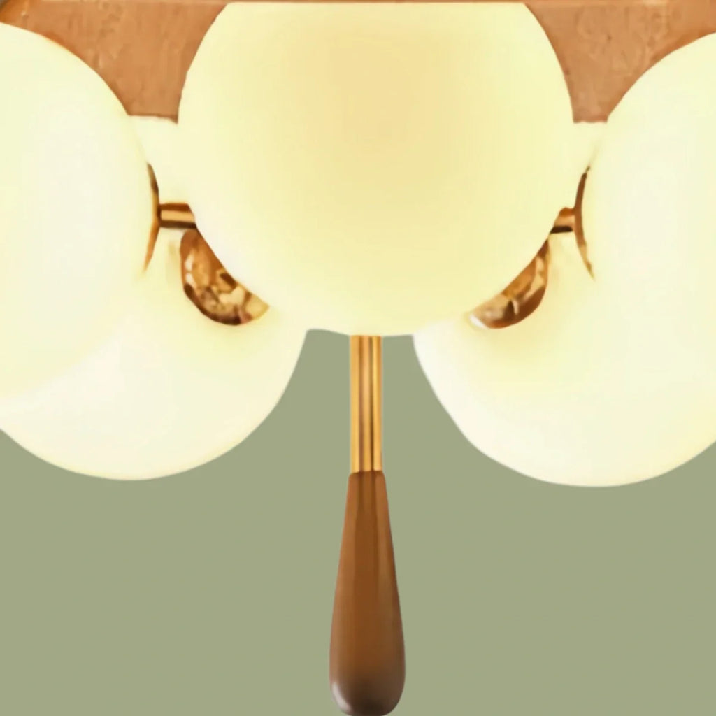 Art Deco Ceiling Light-- Metal, Fabric & Walnut Wood for Living Room - Flindria