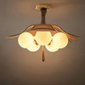 Art Deco Ceiling Light-- Metal, Fabric & Walnut Wood for Living Room - Flindria