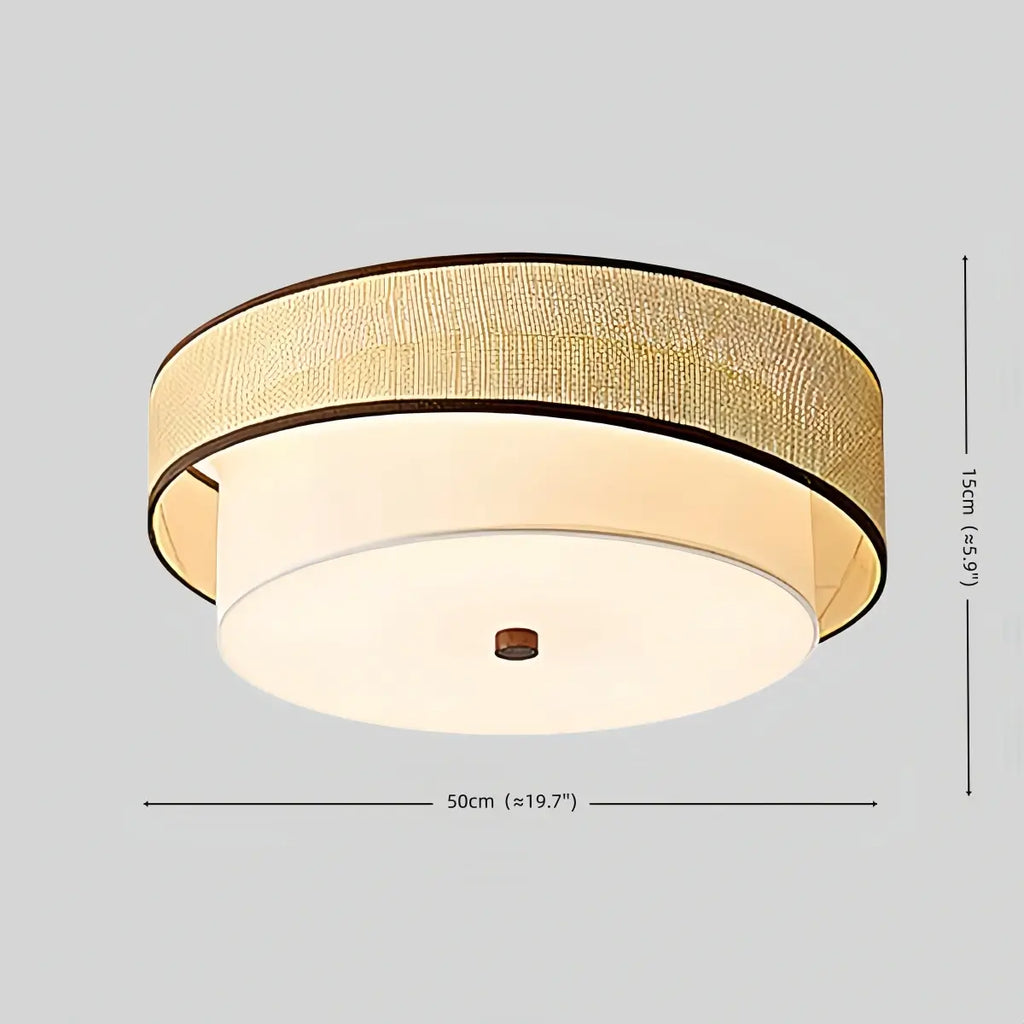 Natural Rattan & Fabric Ceiling Light -- Beige & White for Living Room - Flindria