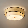 Natural Rattan & Fabric Ceiling Light -- Beige & White for Living Room - Flindria