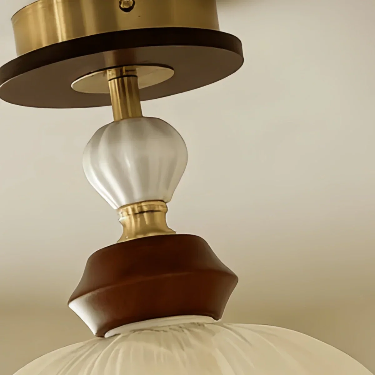 Modern Ceiling Light — Metal Ceramics Wood with Walnut Gold for Indoor - Flindria