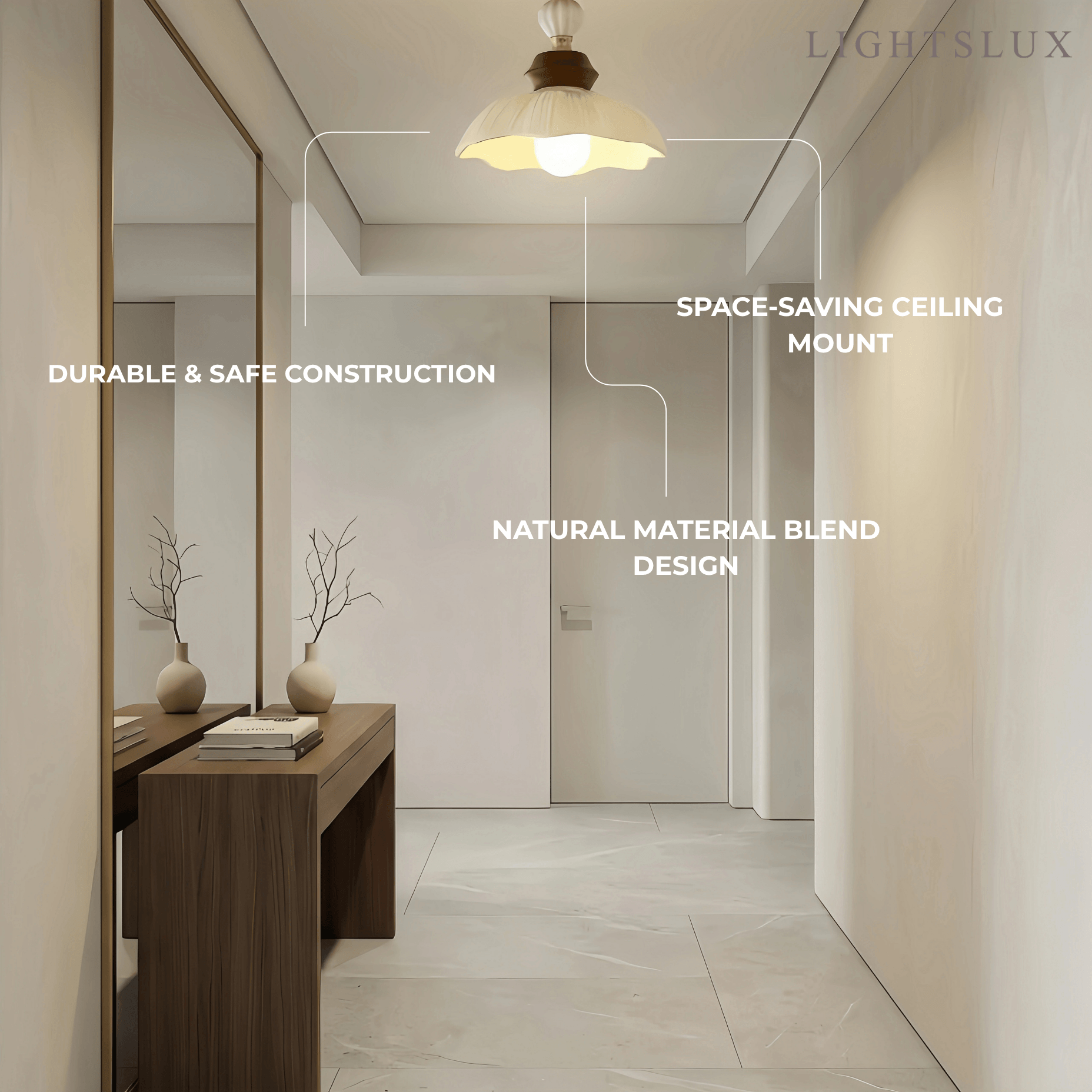 Modern Ceiling Light — Metal Ceramics Wood with Walnut Gold for Indoor - Flindria