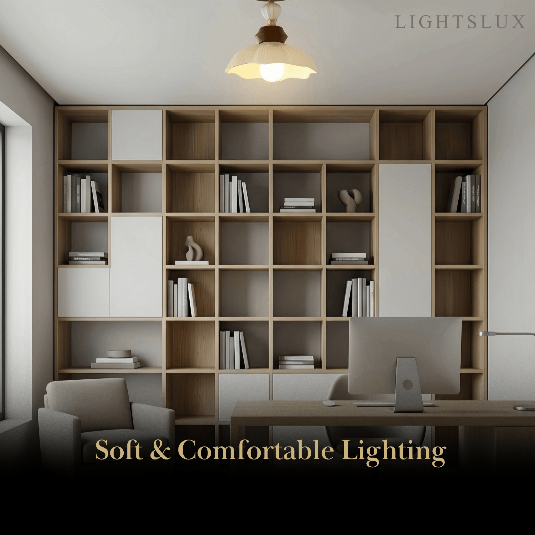Modern Ceiling Light — Metal Ceramics Wood with Walnut Gold for Indoor - Flindria