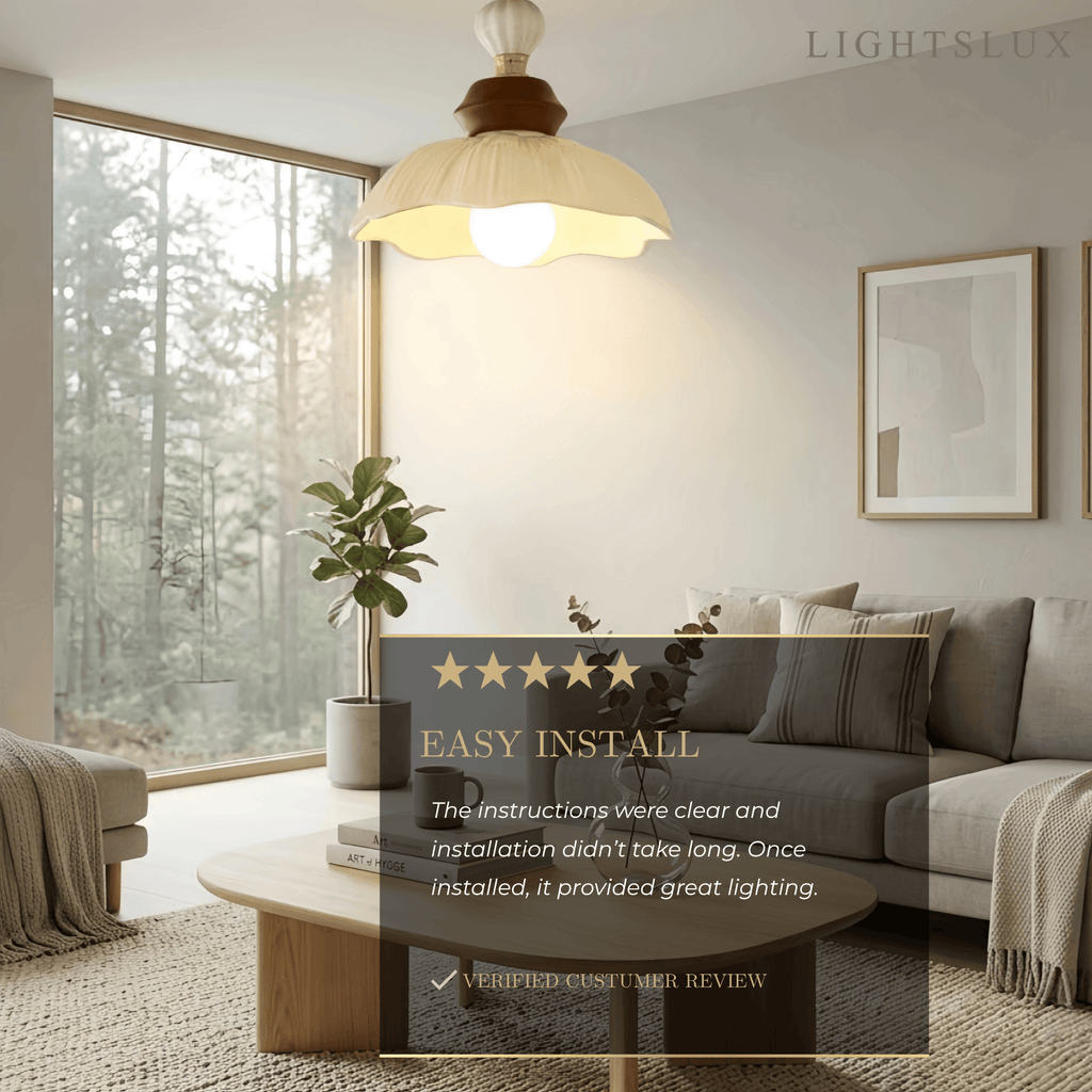 Modern Ceiling Light — Metal Ceramics Wood with Walnut Gold for Indoor - Flindria