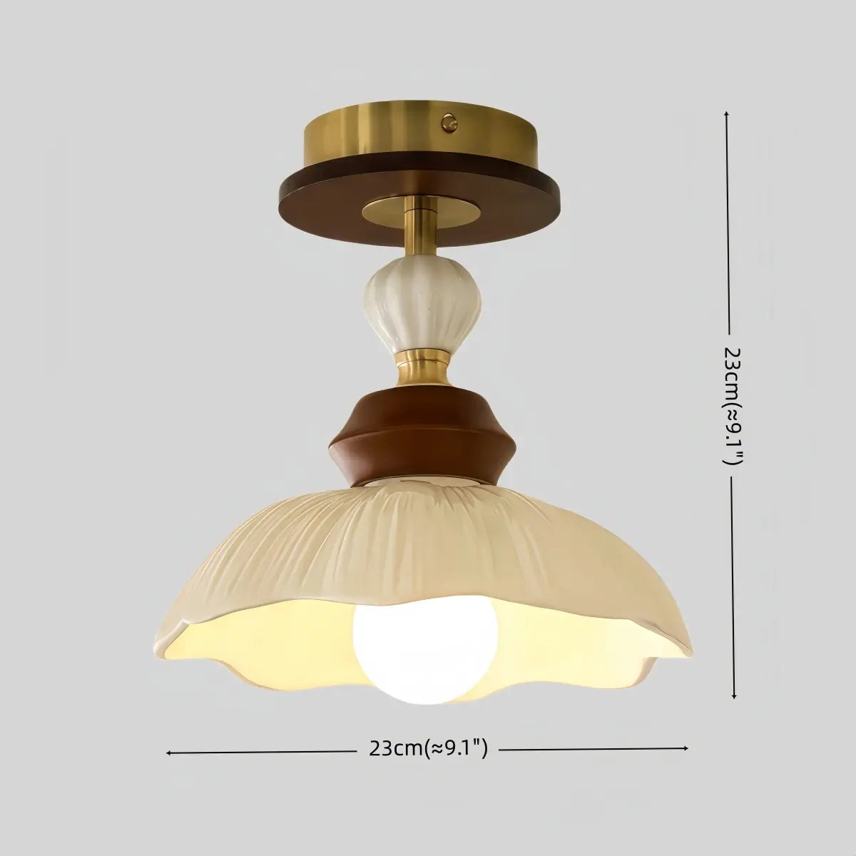 Modern Ceiling Light — Metal Ceramics Wood with Walnut Gold for Indoor - Flindria