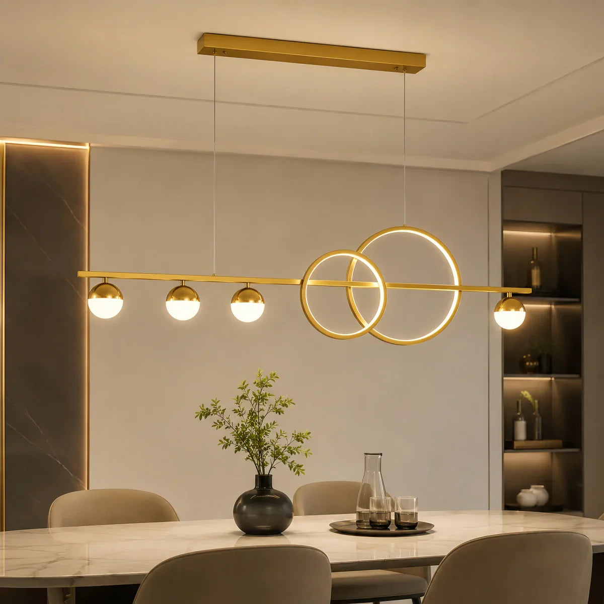 Minimalist Travertine Pendant Light - Yellow Stone for Kitchen Island, Dining Room and Bedroom - Flindria