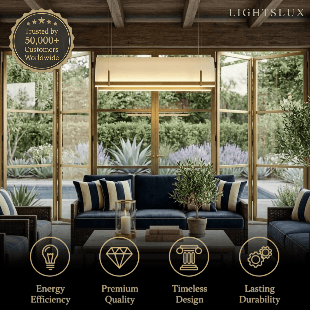 Lámpara colgante LED minimalista — Metal y acrílico dorado para comedor - Flindria
