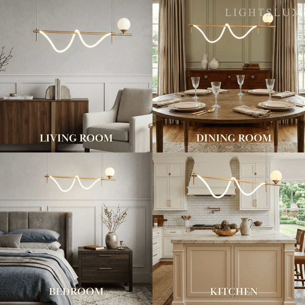 Moderne hanglamp — metaal en silica gel met gouden afwerking voor woonkamer - Flindria
