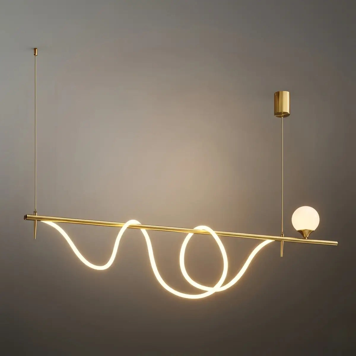 Moderne hanglamp — metaal en silica gel met gouden afwerking voor woonkamer - Flindria