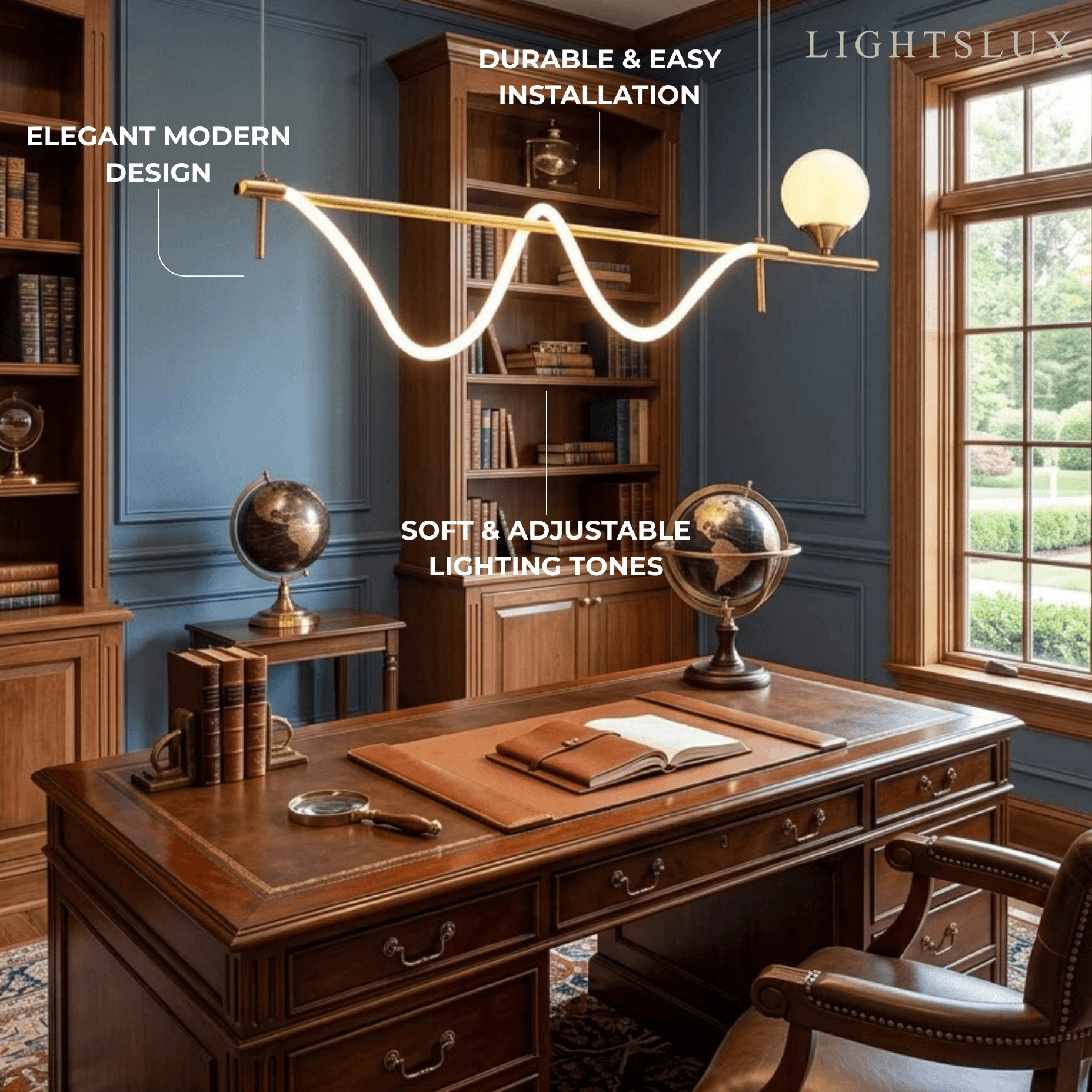 Moderne hanglamp — metaal en silica gel met gouden afwerking voor woonkamer - Flindria