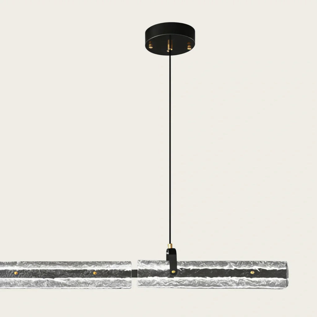 Modern Linear Pendant Light — Metal & Glass for Dining Room/Kitchen Island - Flindria