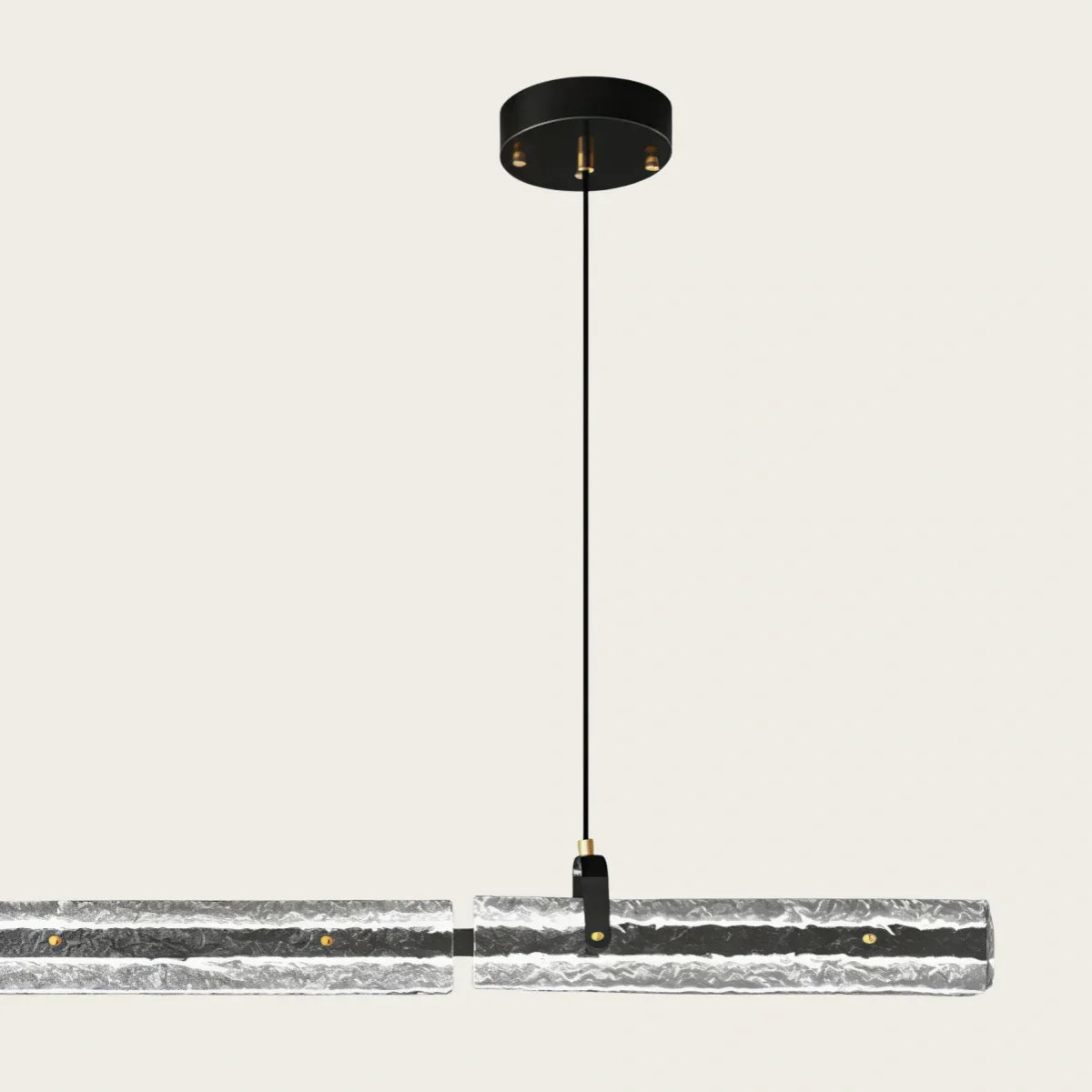 Modern Linear Pendant Light — Metal & Glass for Dining Room/Kitchen Island - Flindria