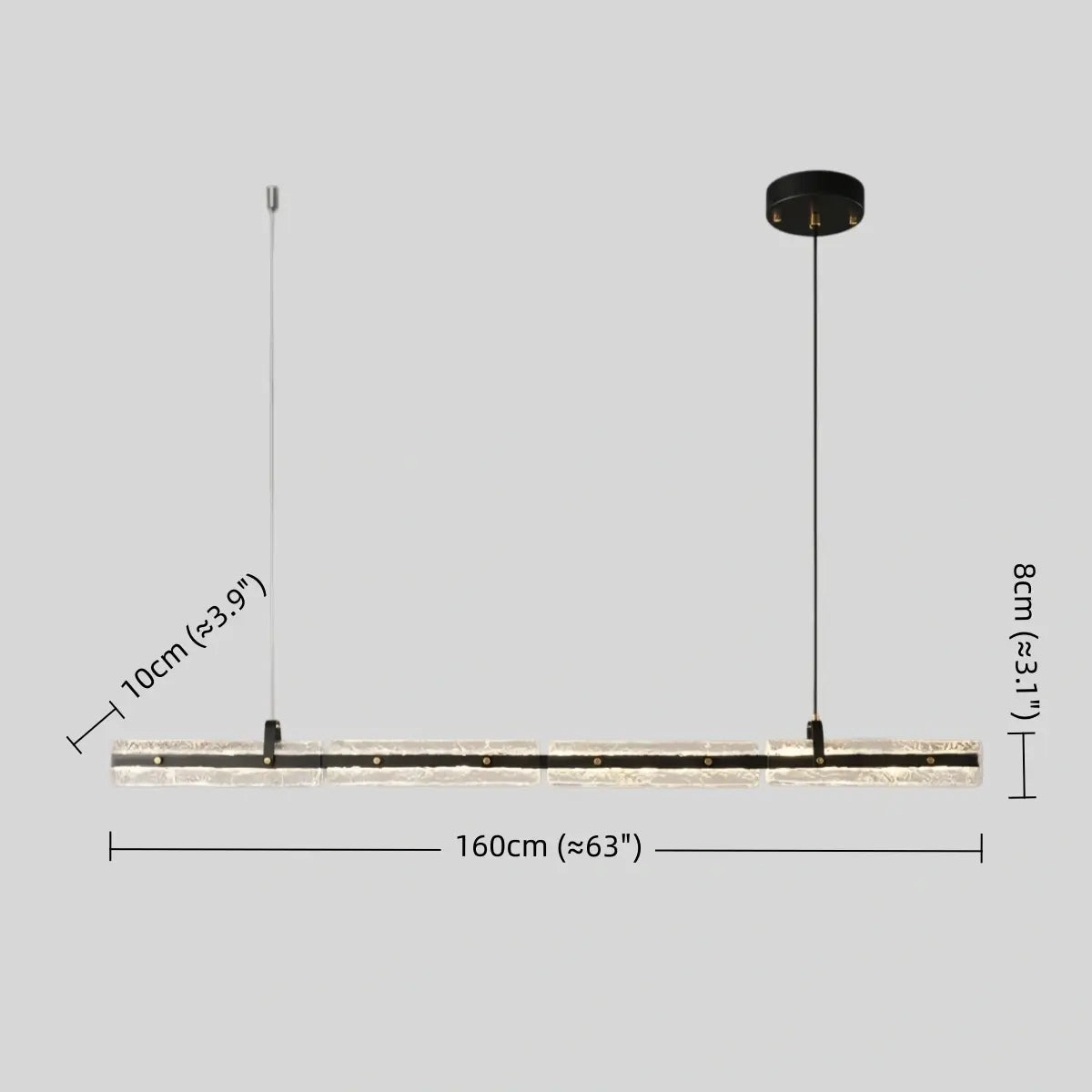 Modern Linear Pendant Light — Metal & Glass for Dining Room/Kitchen Island - Flindria
