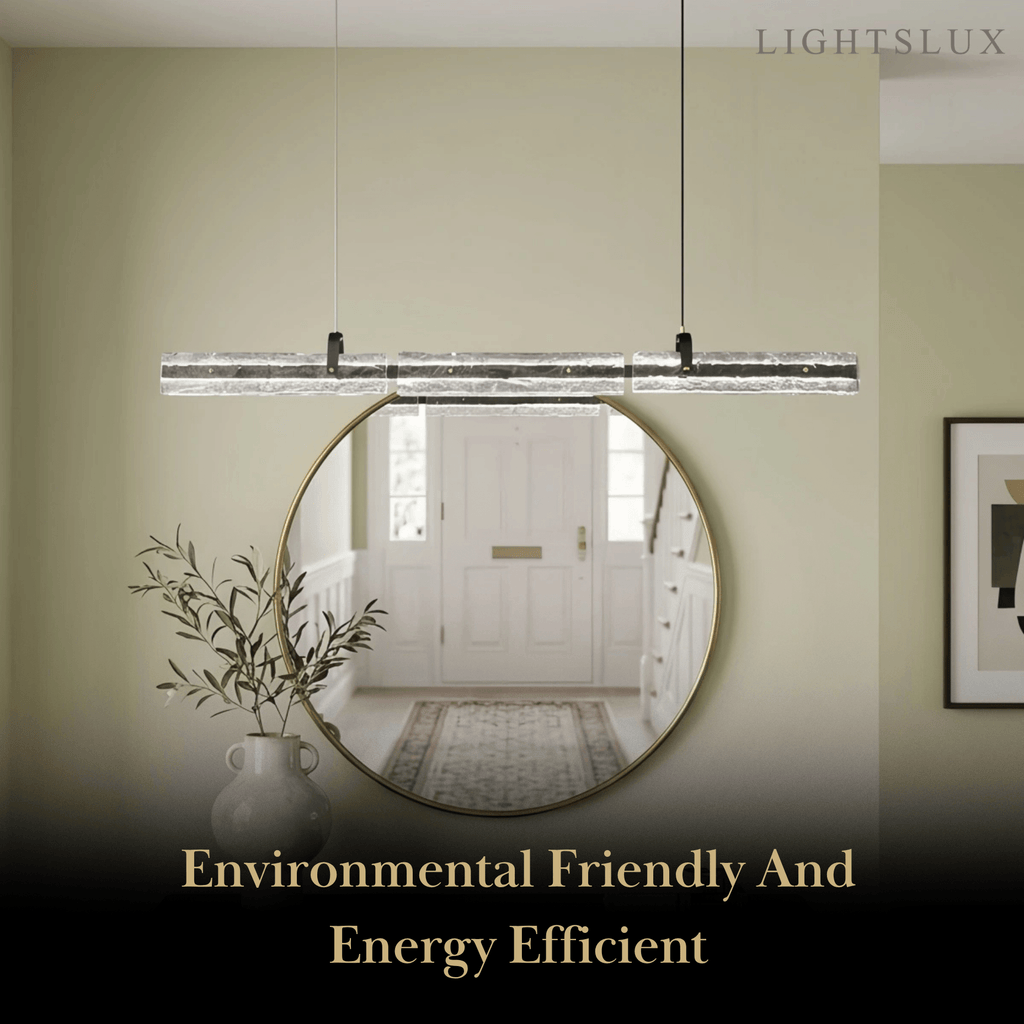 Modern Linear Pendant Light — Metal & Glass for Dining Room/Kitchen Island - Flindria