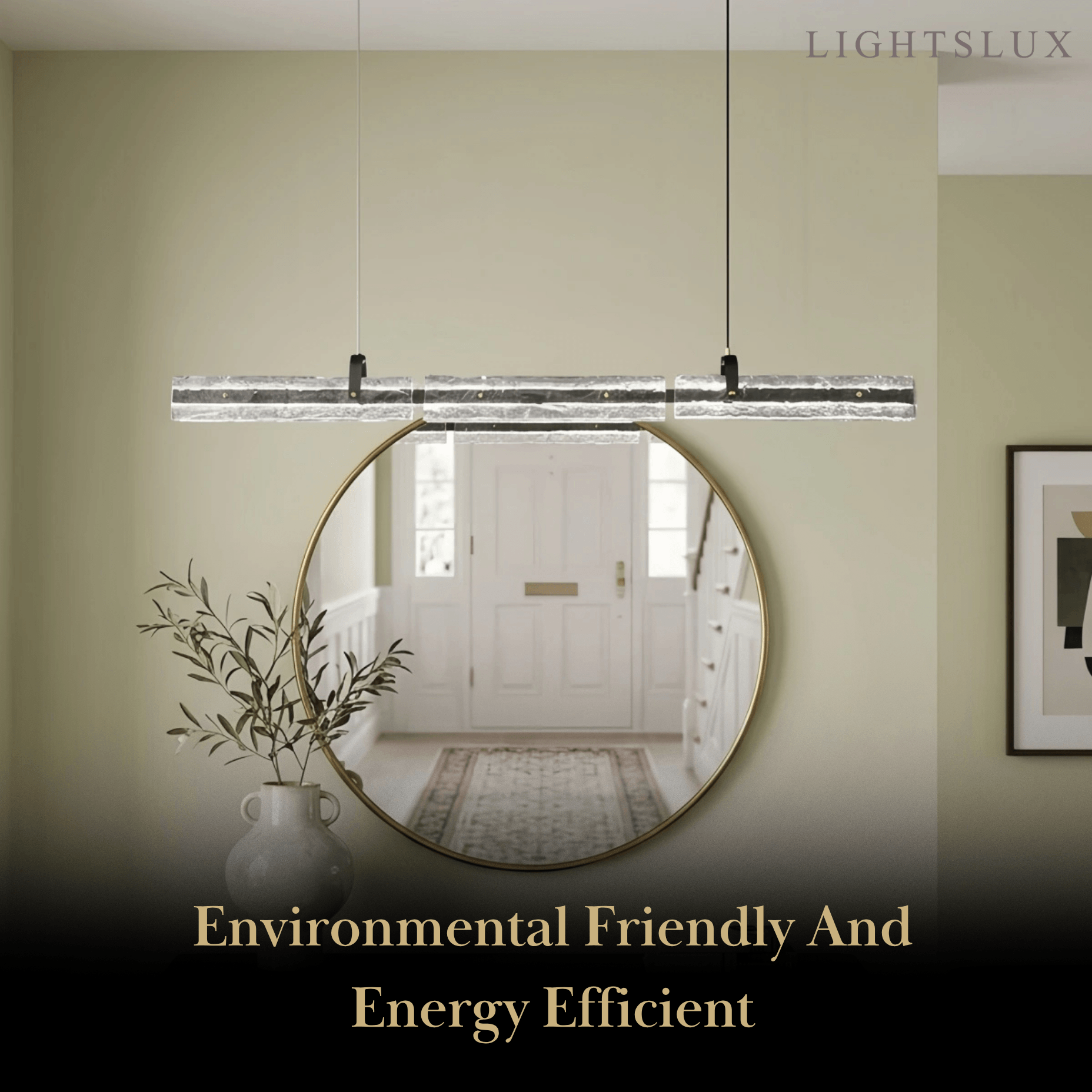 Modern Linear Pendant Light — Metal & Glass for Dining Room/Kitchen Island - Flindria