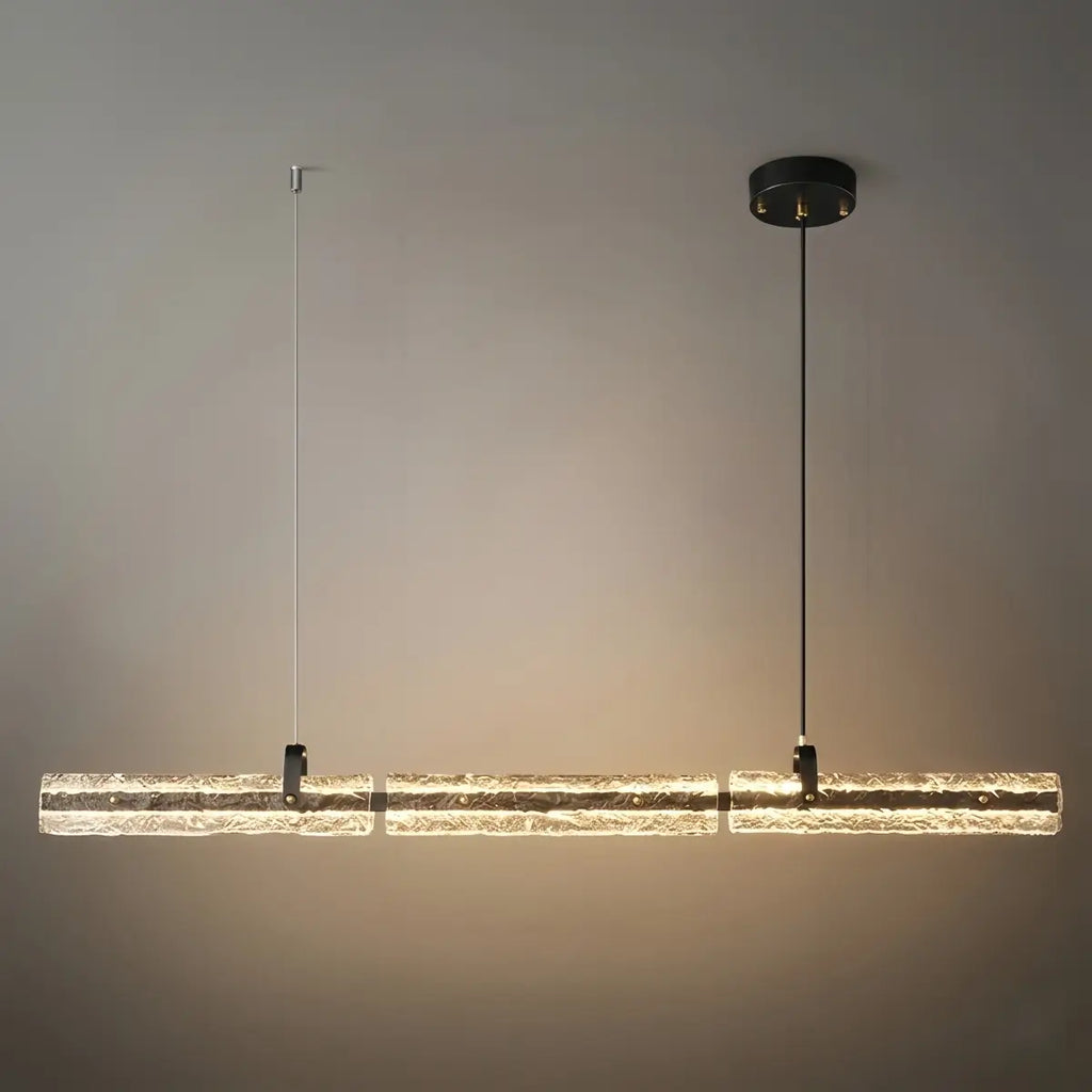 Modern Linear Pendant Light — Metal & Glass for Dining Room/Kitchen Island - Flindria